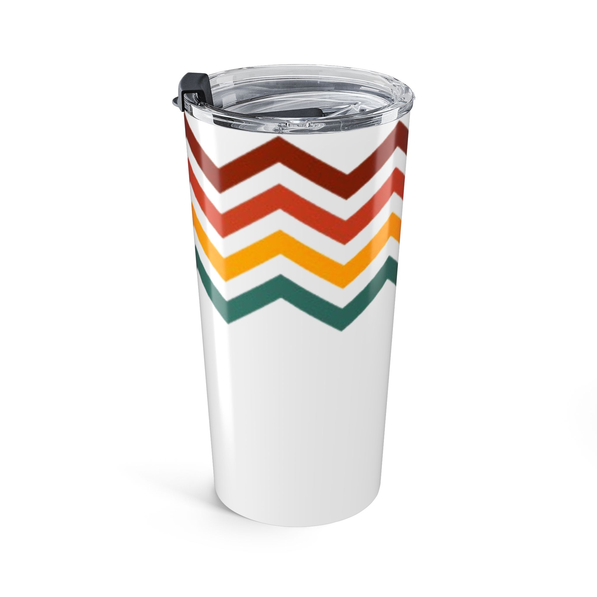 20oz Retro Chevron Tumbler – Insulated Travel Cup with Earth Tone Stripes - Image 5