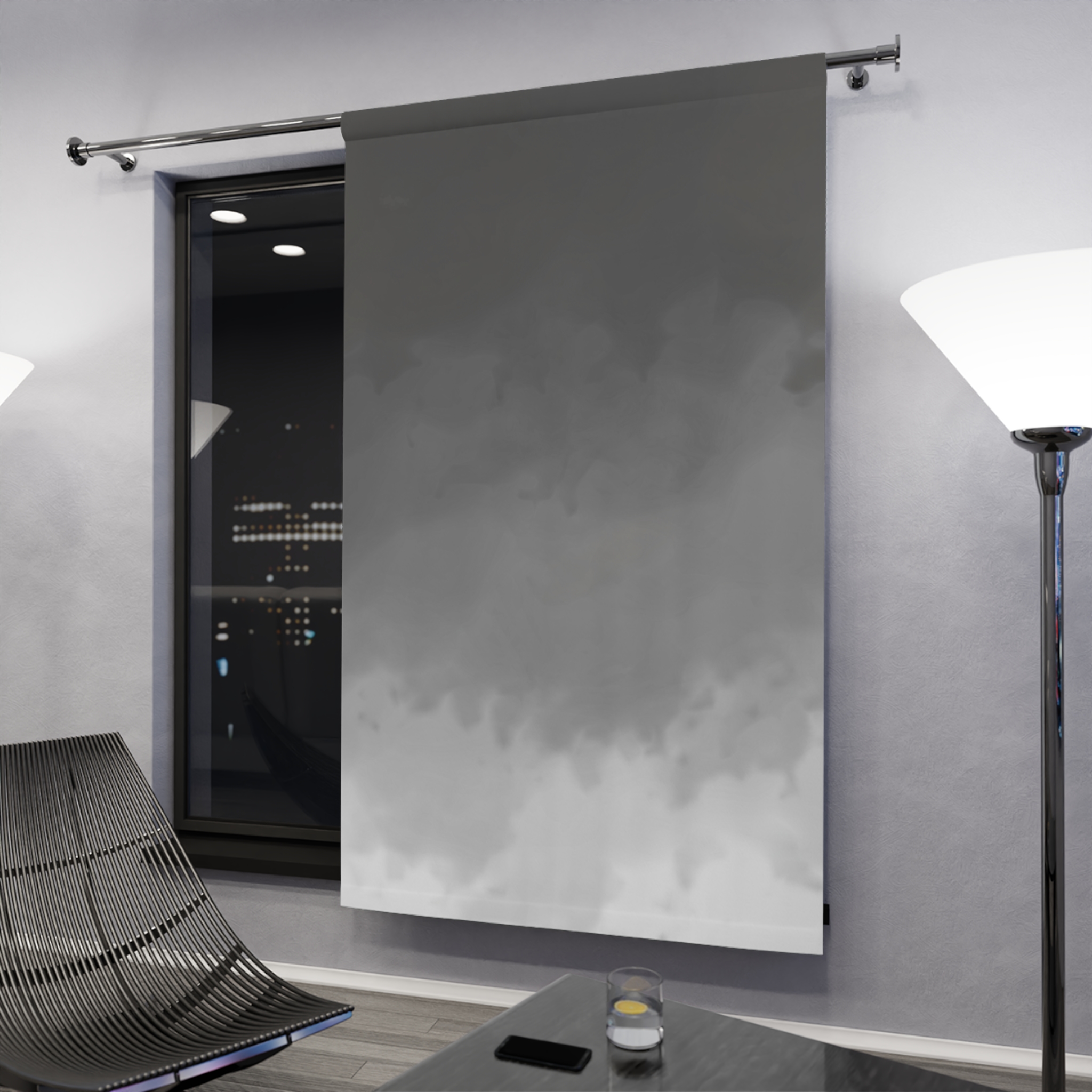 Gradient Cloud Window Curtain — Modern Gray Ombre Single Panel - Image 4