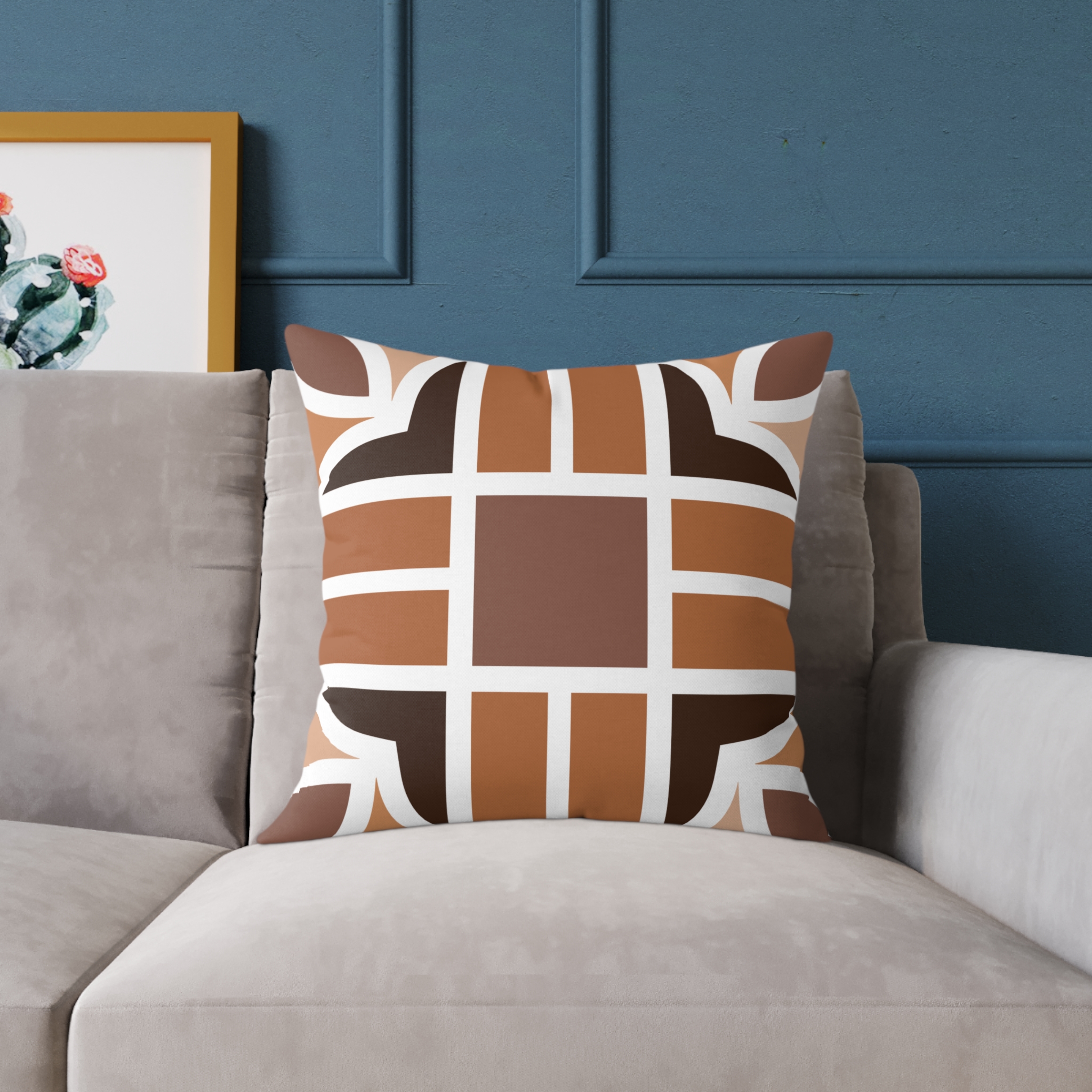 Retro Brown Geometric Square Pillow - Image 15
