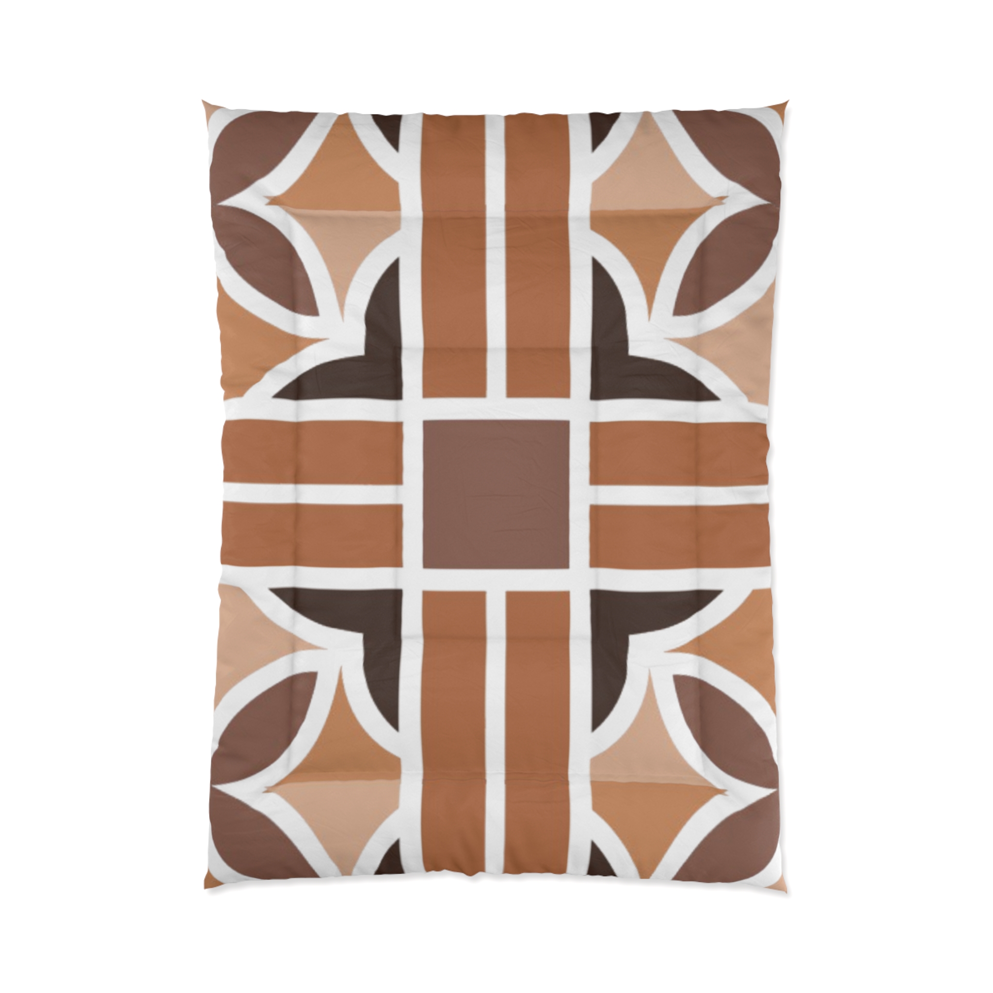 Mid-Century Modern Geometric Brown Comforter - Image 3