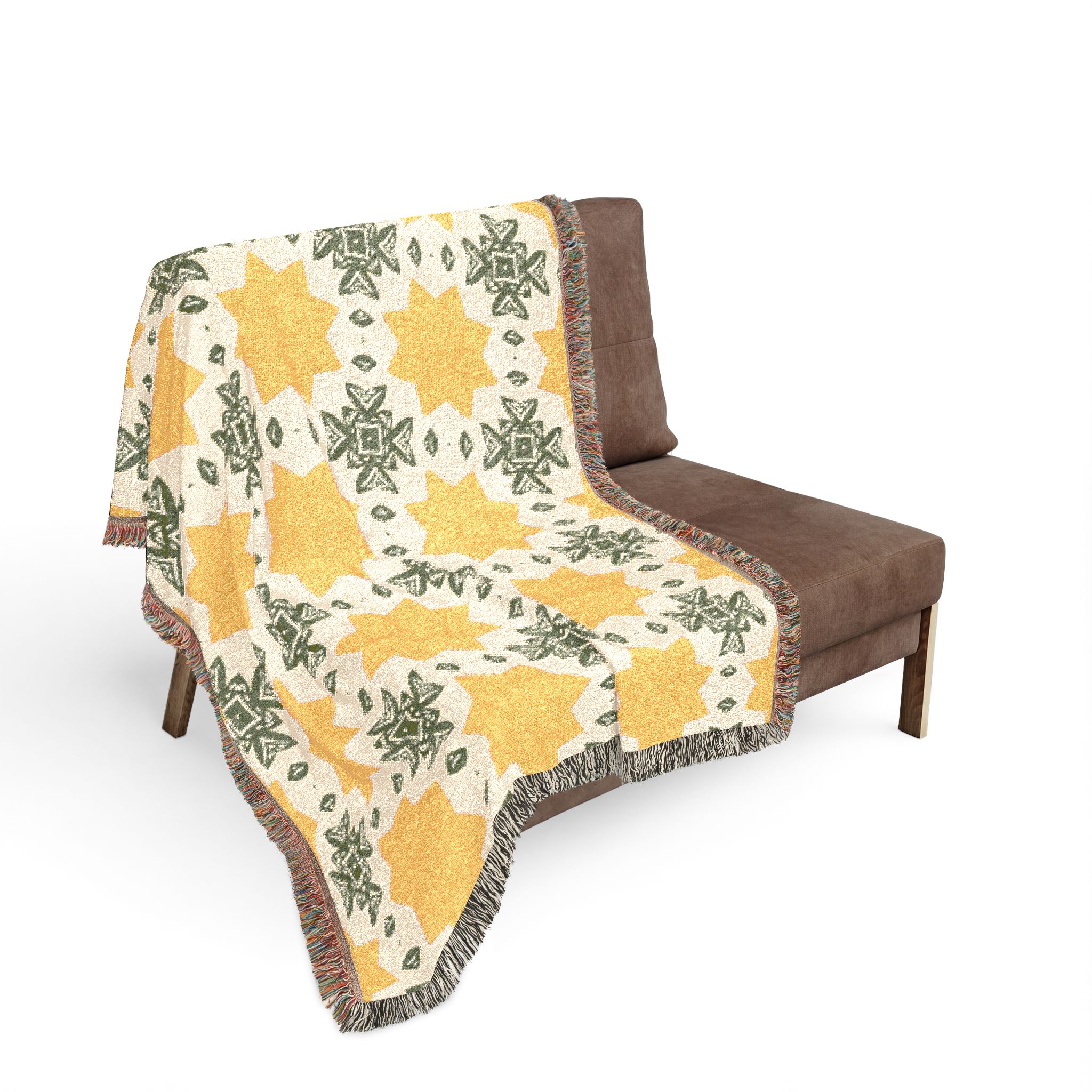 Mustard & Sage Geometric Woven Blanket - Image 10