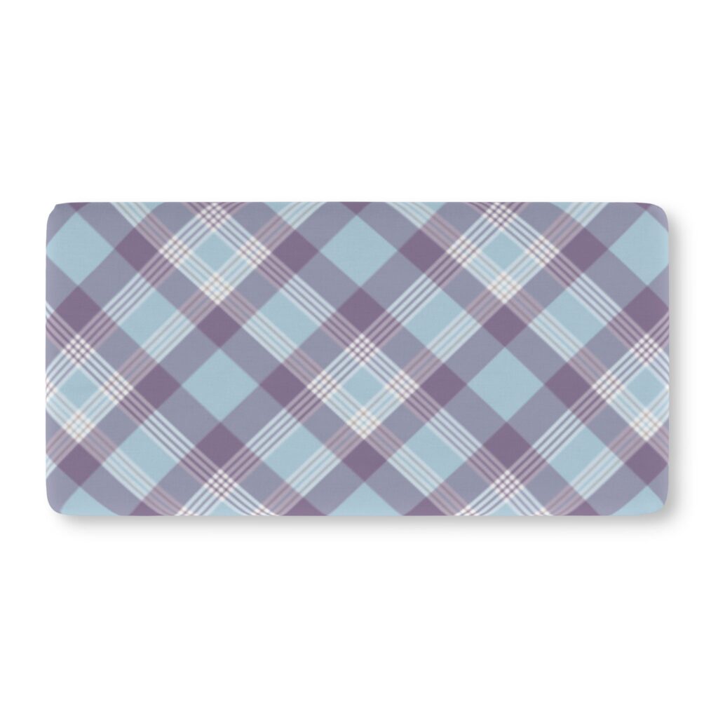 Plaid Baby Crib Sheet — Soft Blue & Lavender Nursery Fitted Sheet