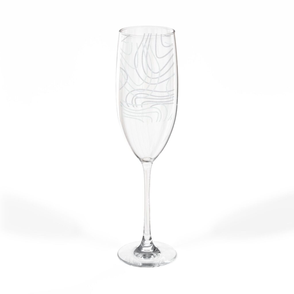 Engraved 8oz Champagne Flute — Elegant Topographic Line Design
