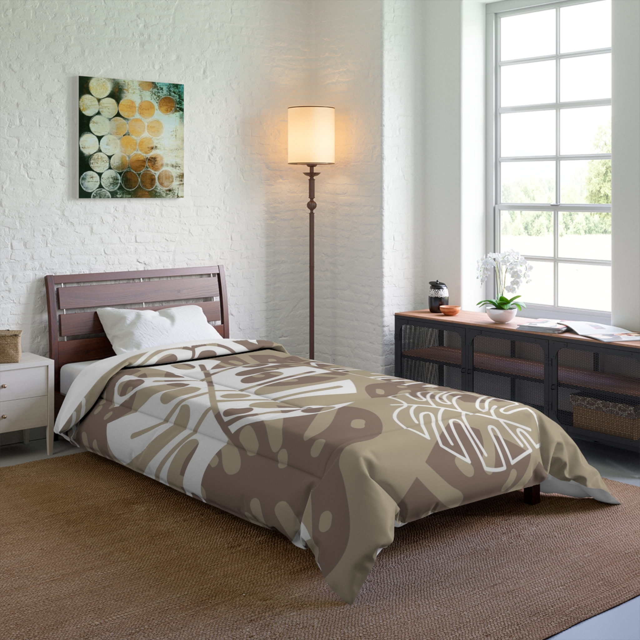 Neutral Monstera Leaf Comforter - Image 4