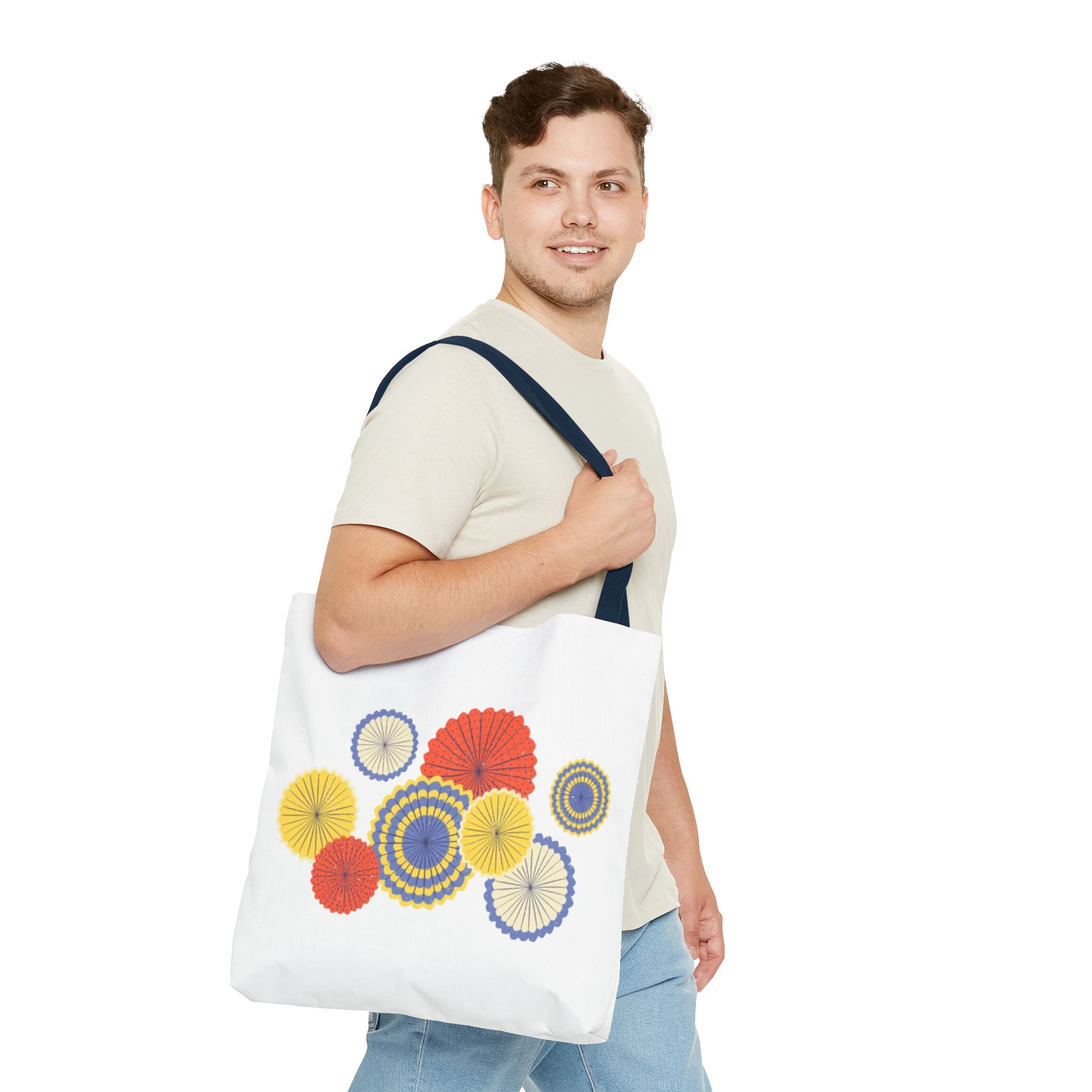 Floral Paper Fans Tote Bag — Colorful Retro Sunburst Design - Image 59