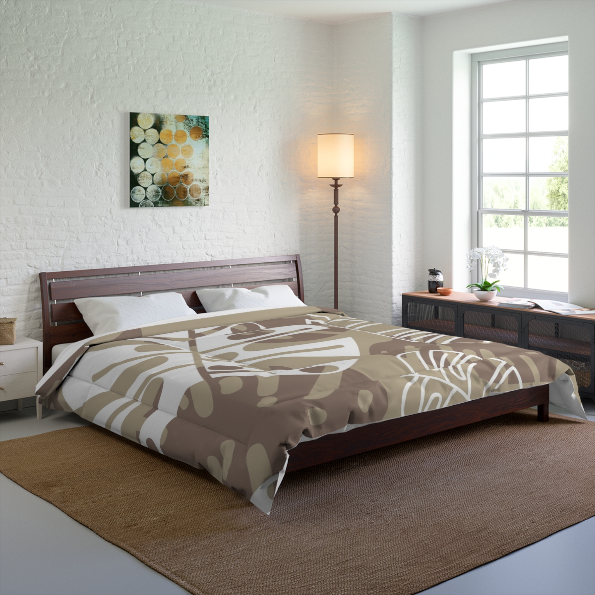 Neutral Monstera Leaf Comforter - Image 6