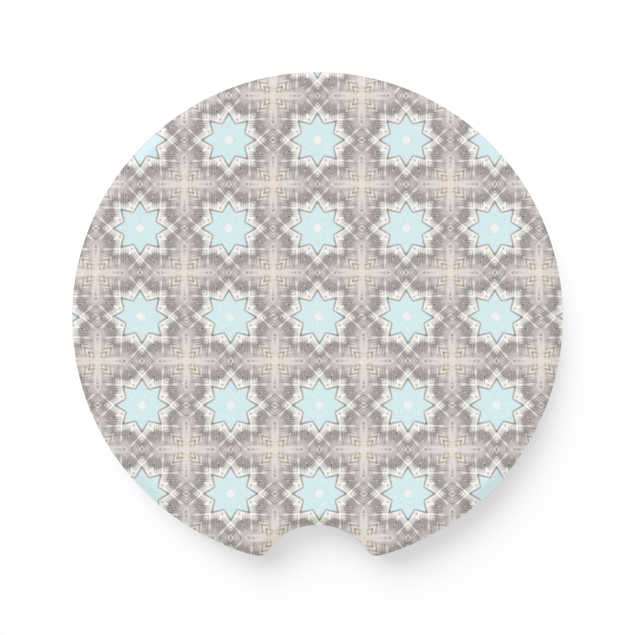 Geometric Blue Star Pattern Soapstone Car Coaster - Image 2