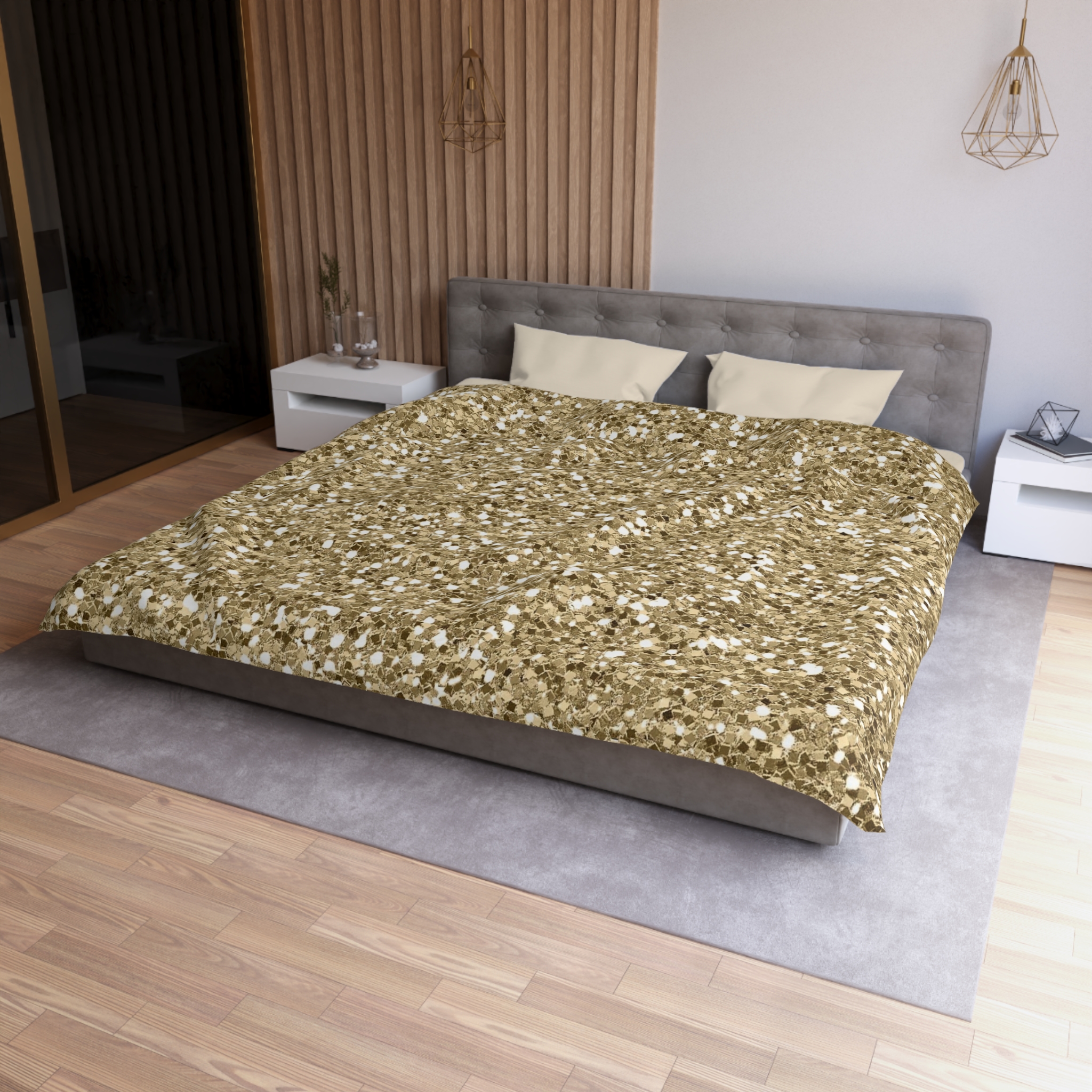 Gold Glitter Microfiber Duvet Cover — Sparkling Metallic Bedding - Image 15