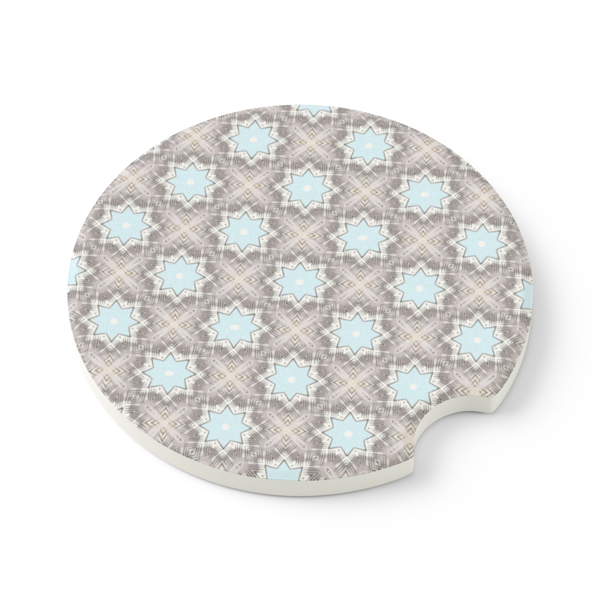 Geometric Blue Star Pattern Soapstone Car Coaster - Image 4
