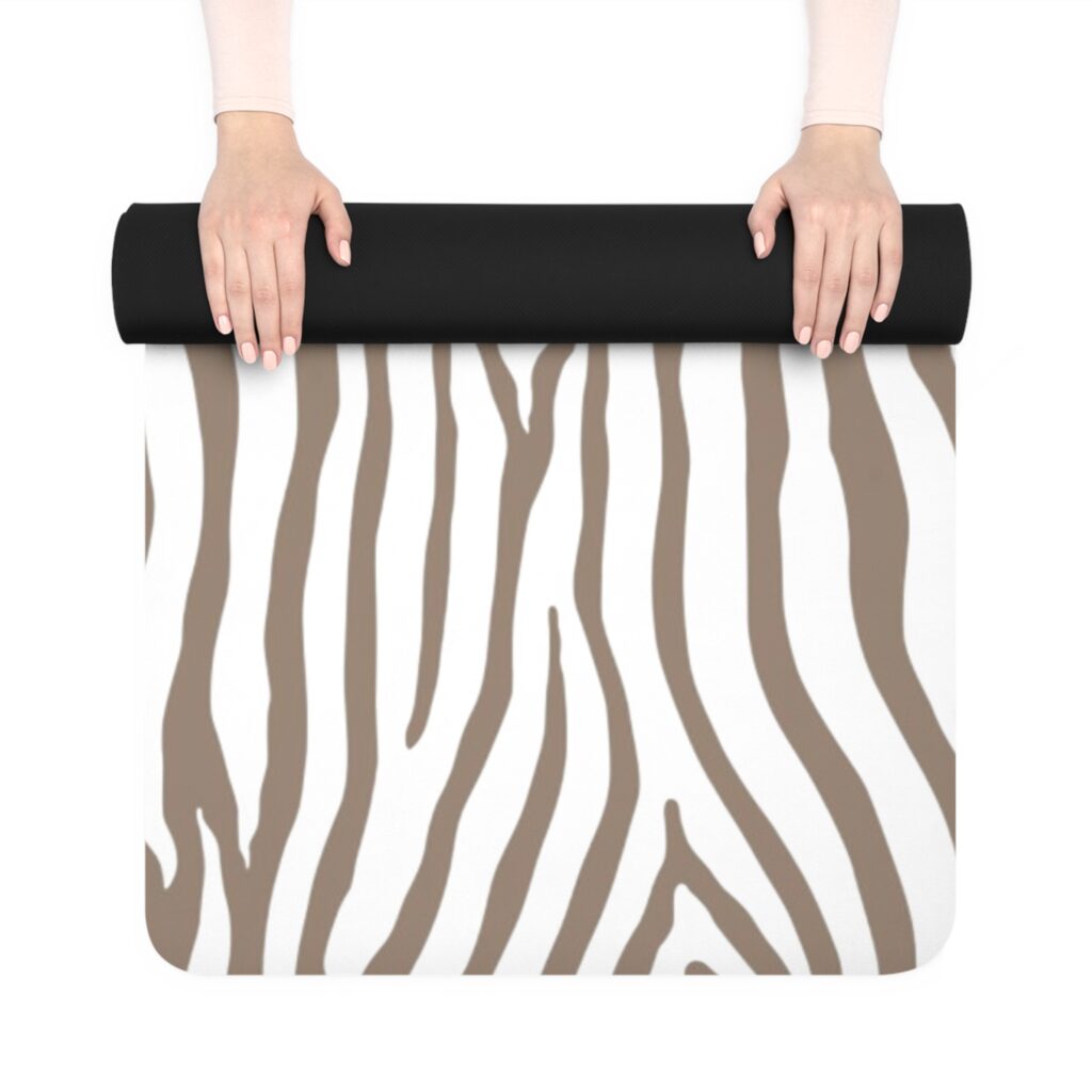 Beige Zebra Print Rubber Yoga Mat