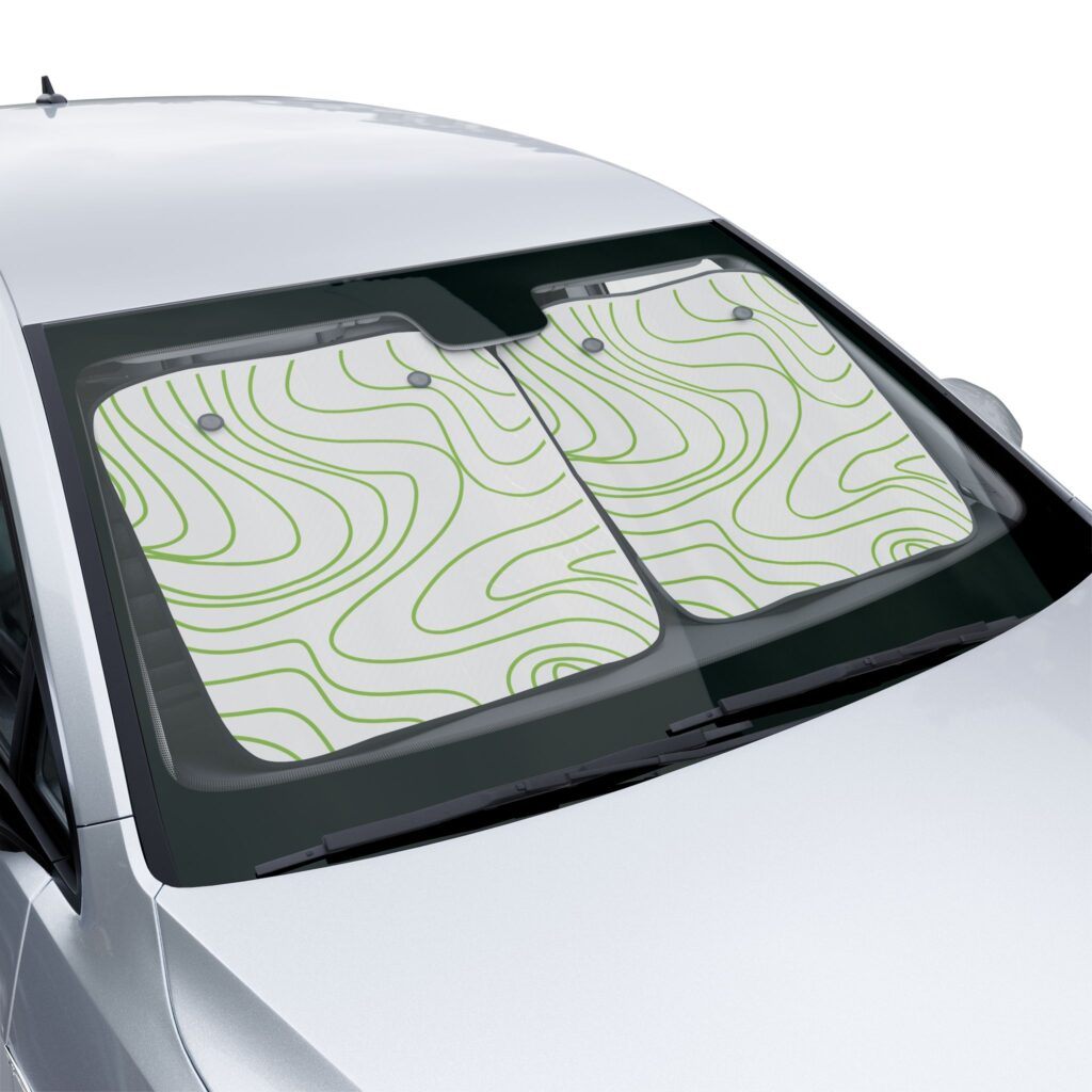 Green Contour Line Car Sun Shade