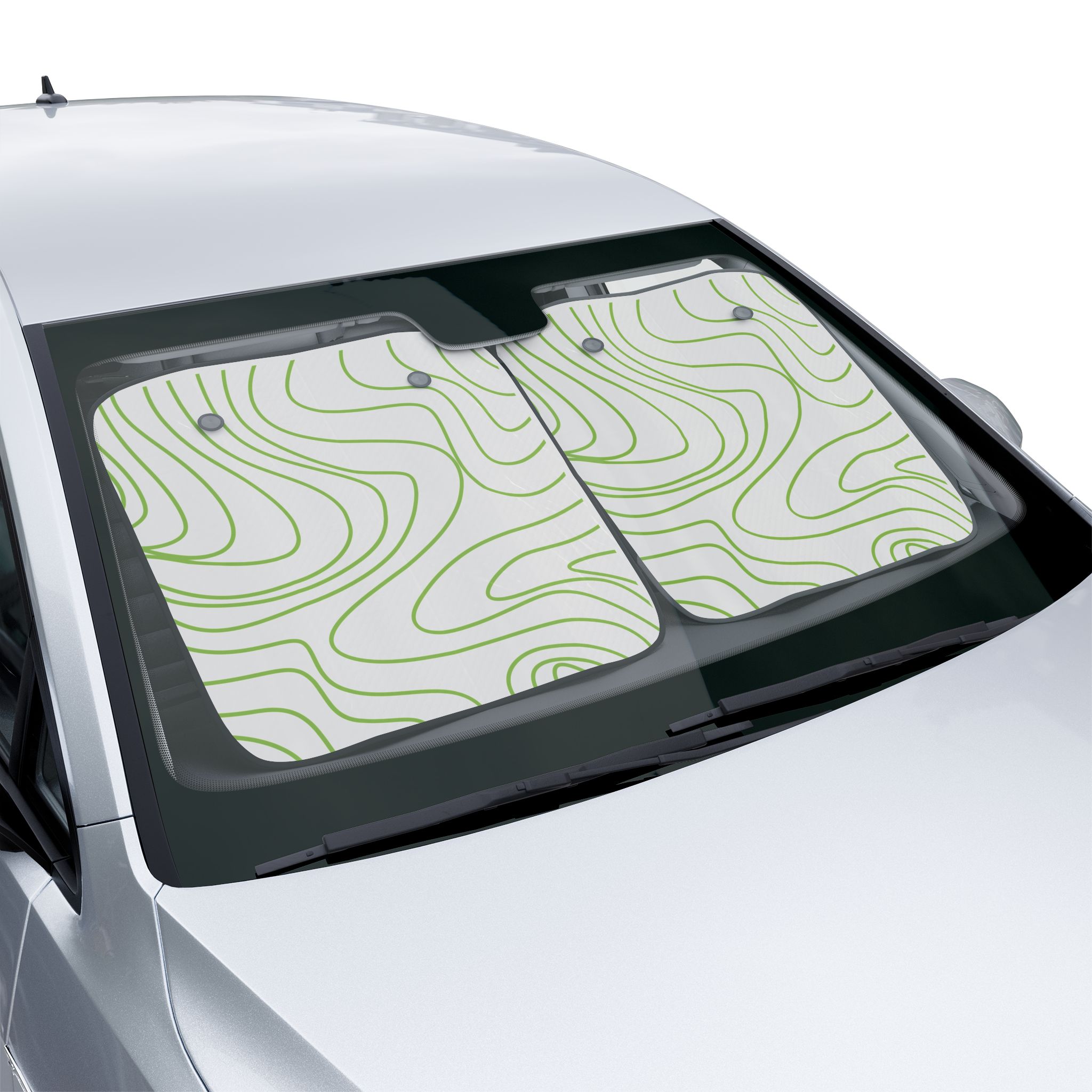 Green Contour Line Car Sun Shade