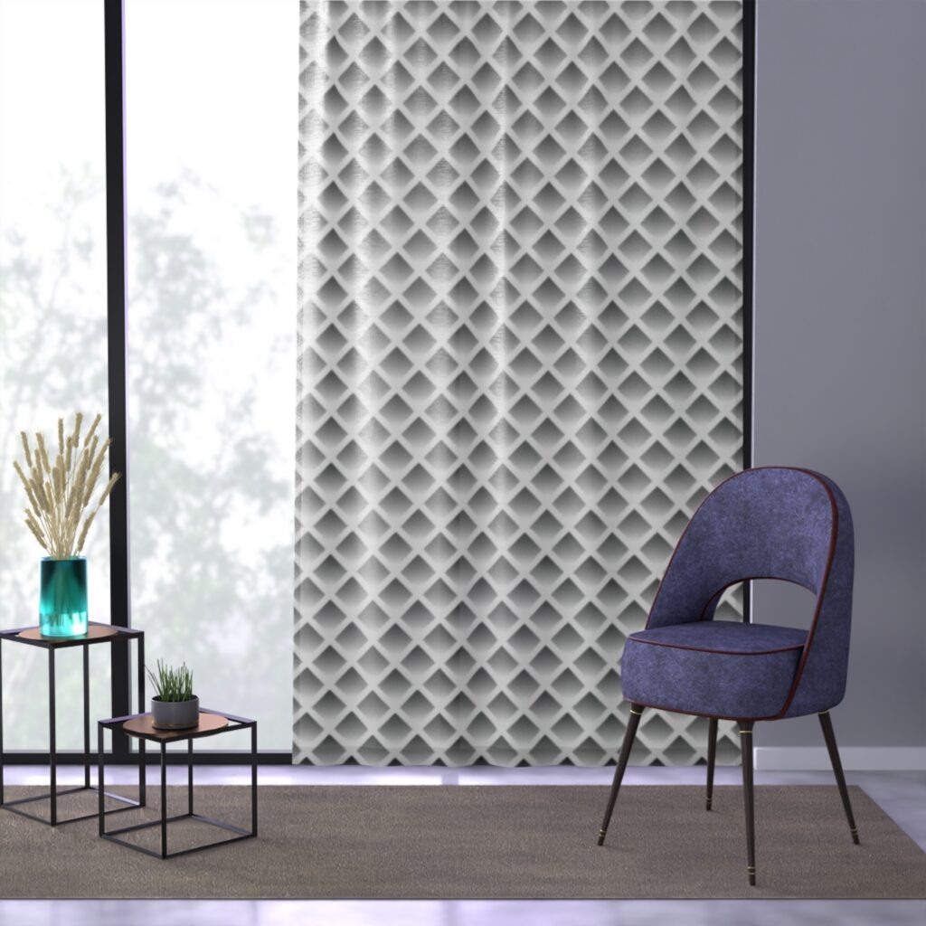 Geometric Diamond Pattern Window Curtain