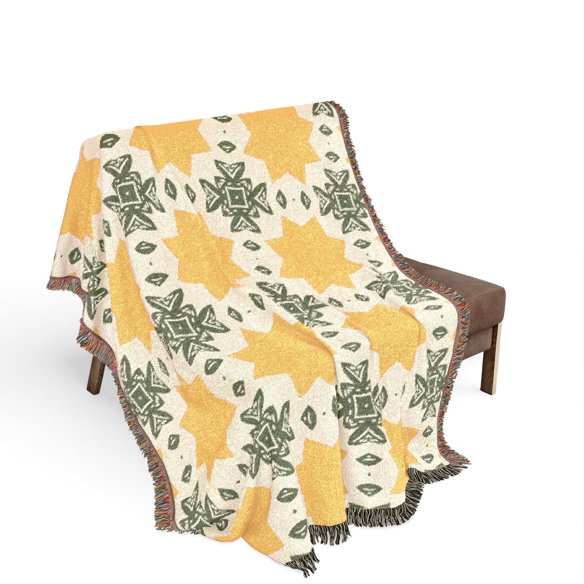 Mustard & Sage Geometric Woven Blanket - Image 16