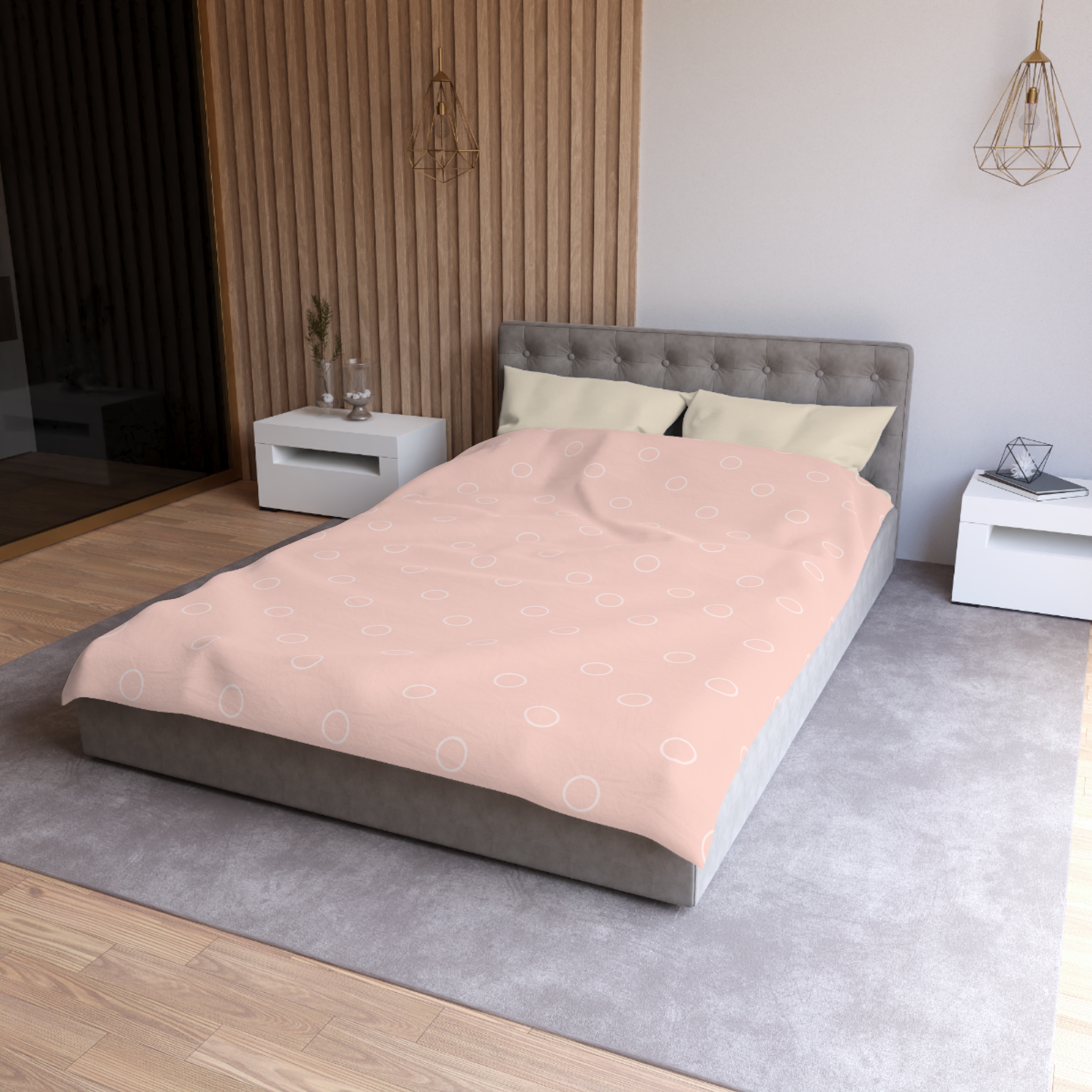 Pink Minimalist Circle Pattern Microfiber Duvet Cover - Image 6