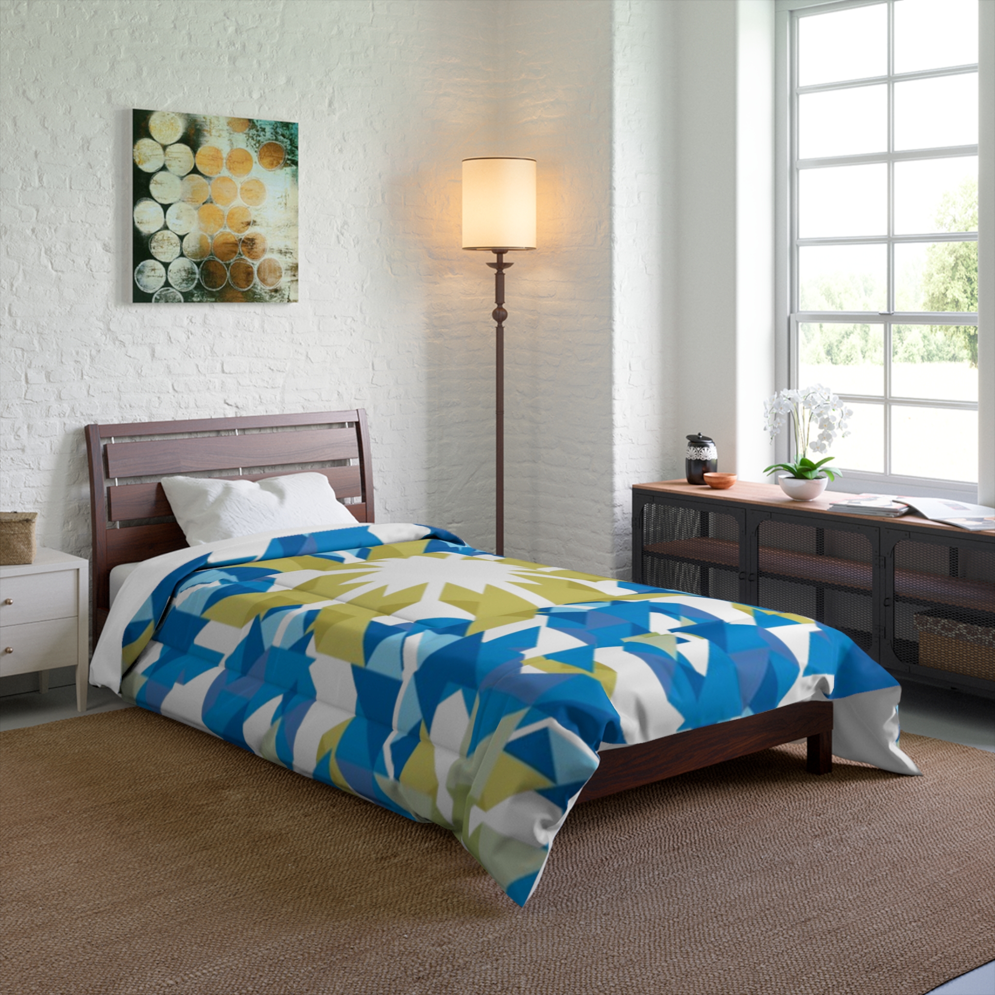Blue Green Geometric Sunburst Comforter - Image 8