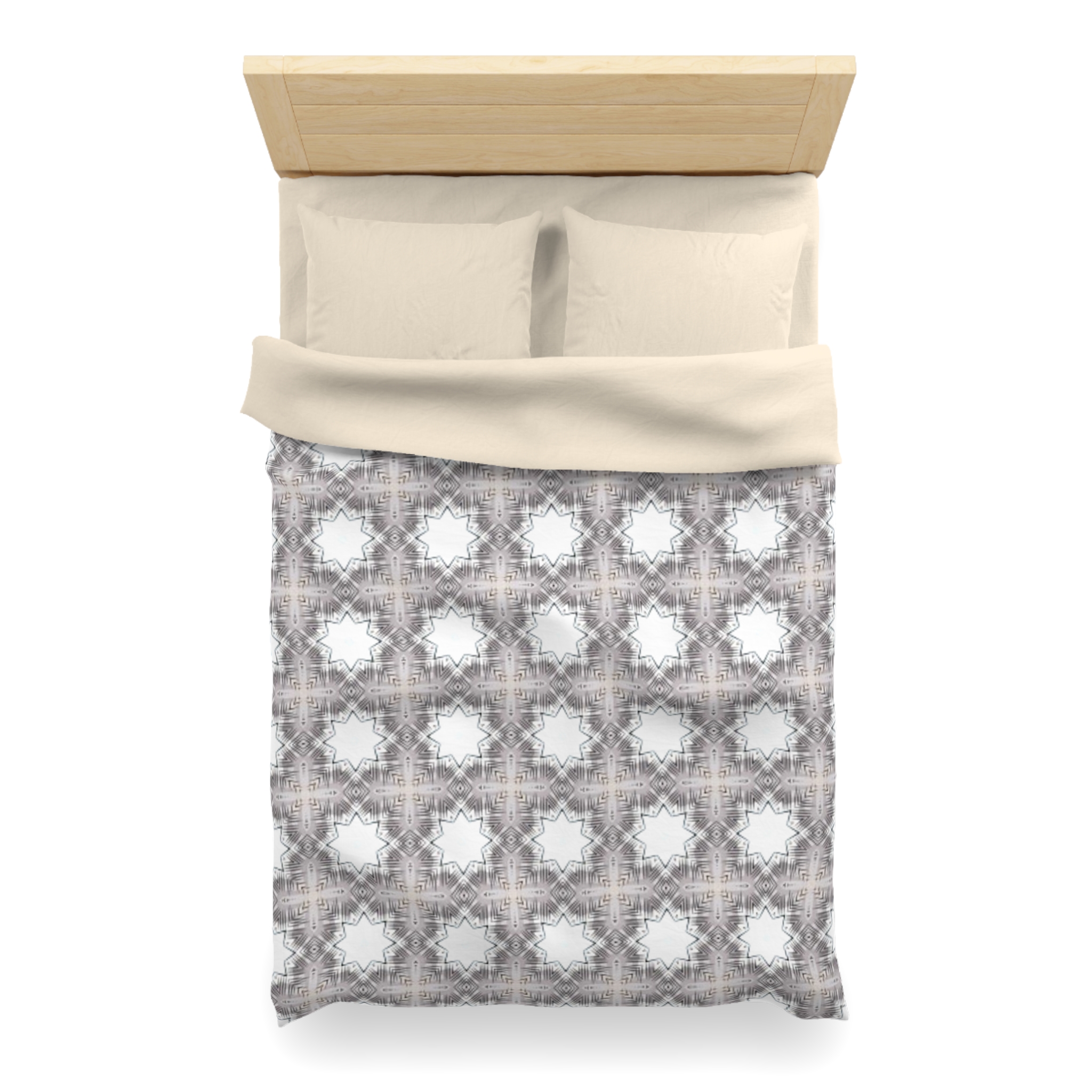 Gray Geometric Moroccan Star Microfiber Duvet Cover - Image 20