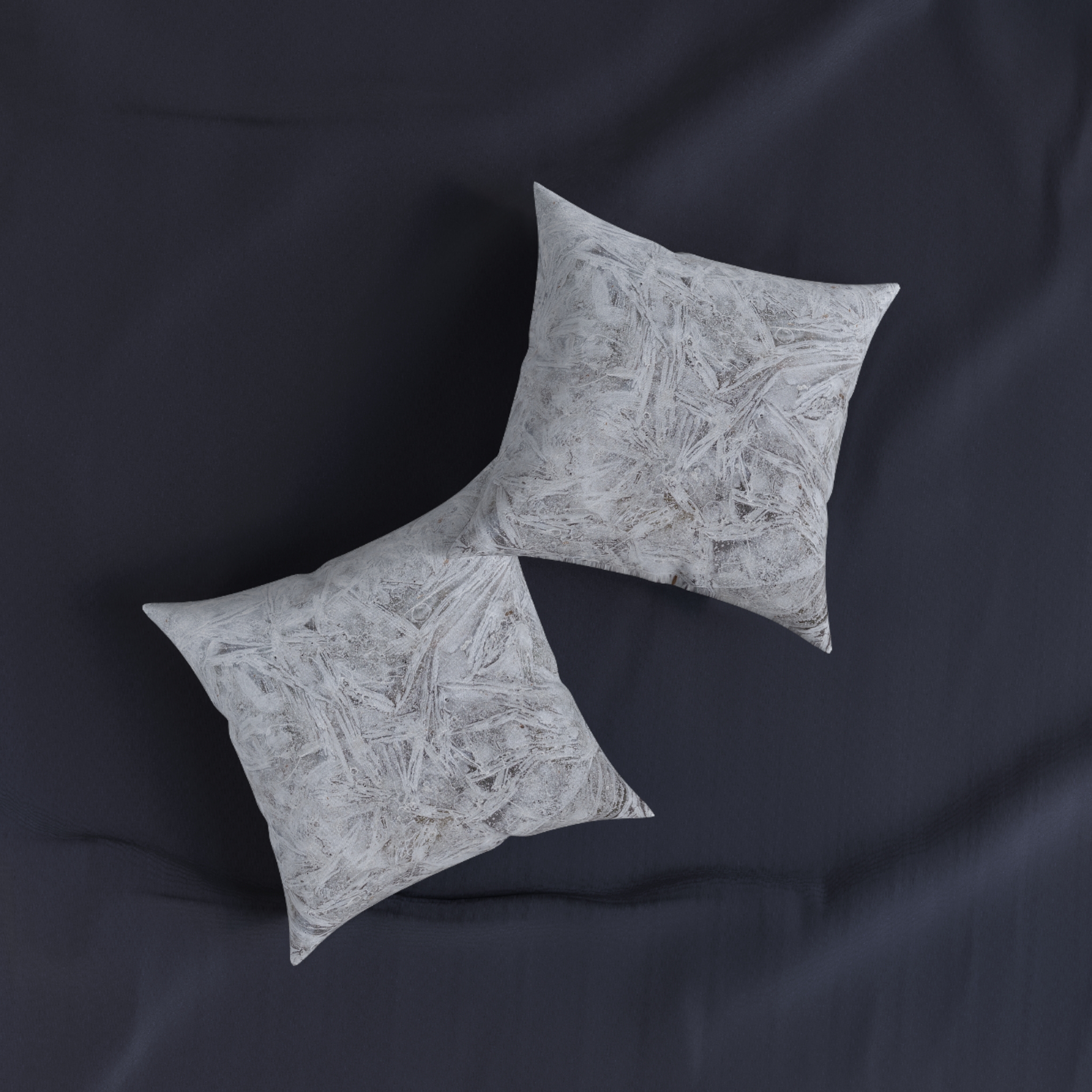 Frosted Ice Texture Square Pillow — Winter Snowflake Accent Cushion - Image 7