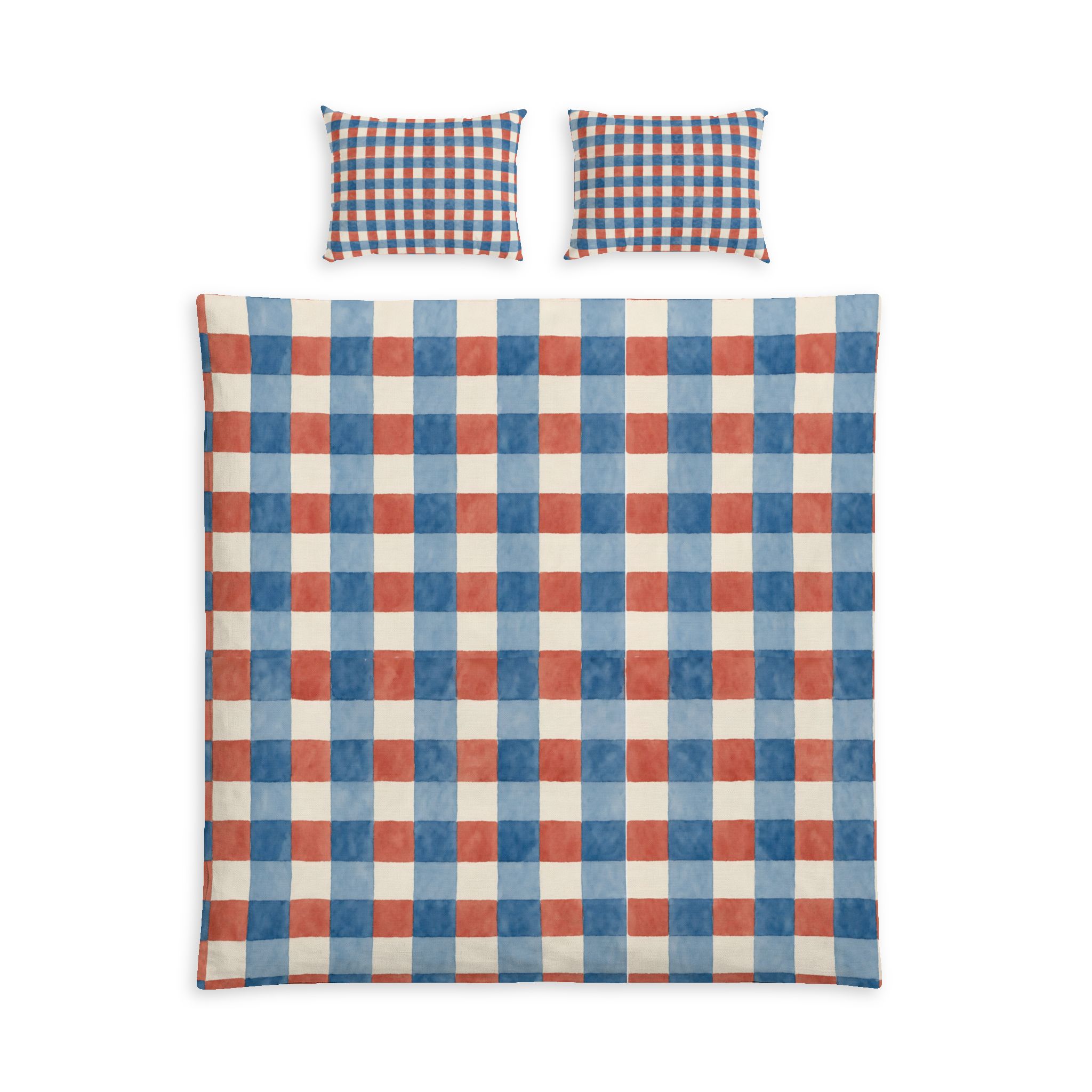 Red, White & Blue Gingham Cotton Bed Set - Image 3