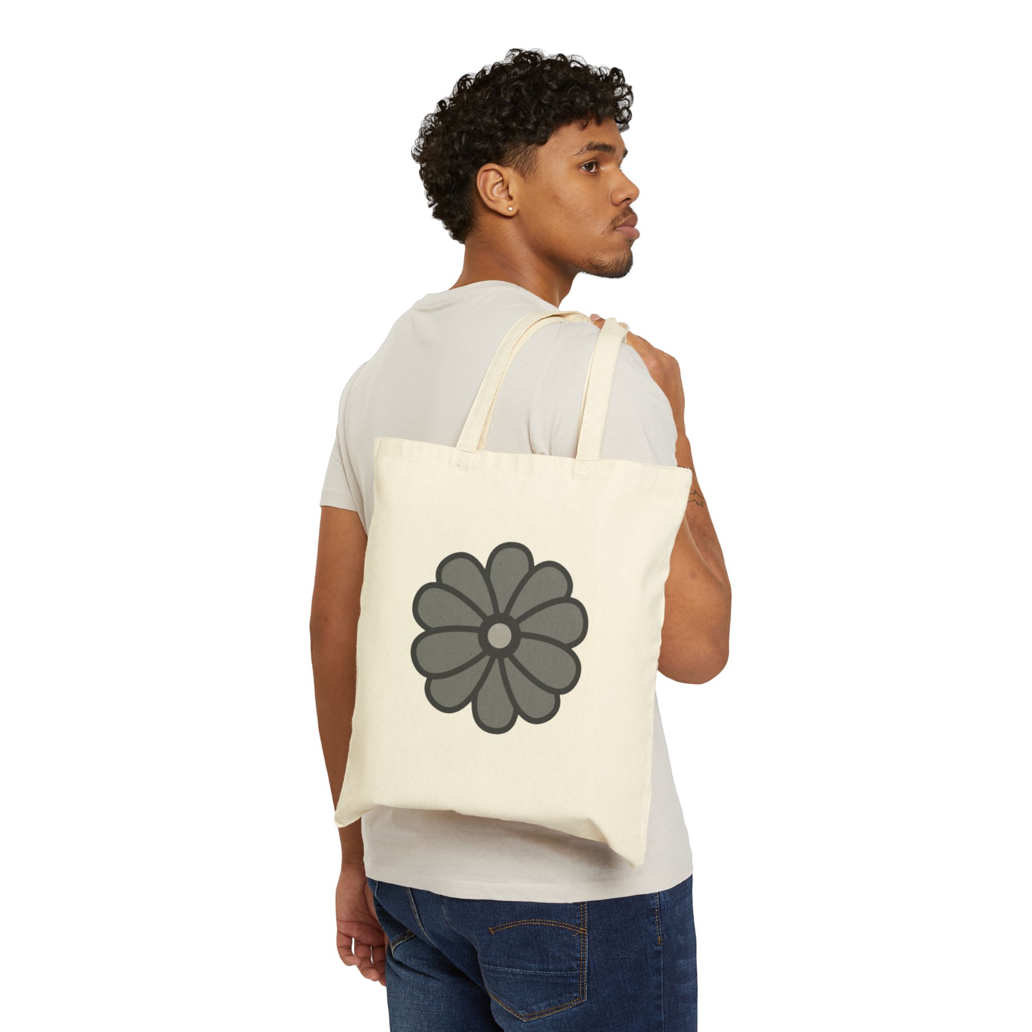 Floral Daisy Cotton Canvas Tote Bag - Image 8