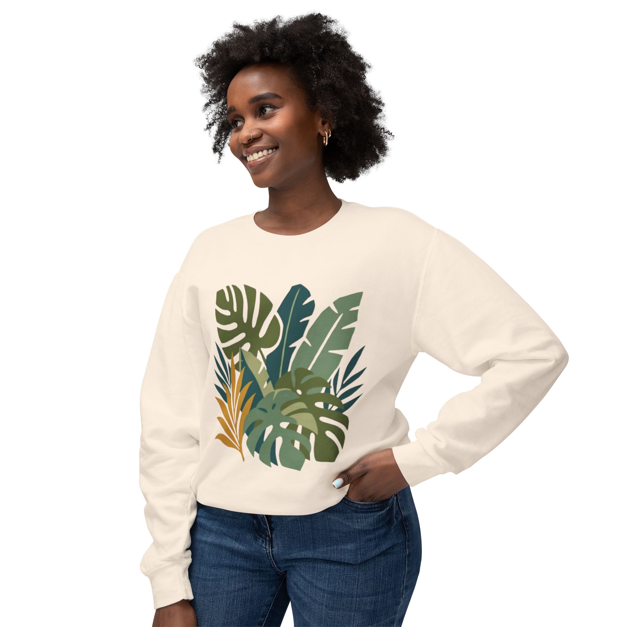 Tropical Leaf Botanical Print Sweatshirt - Image 11