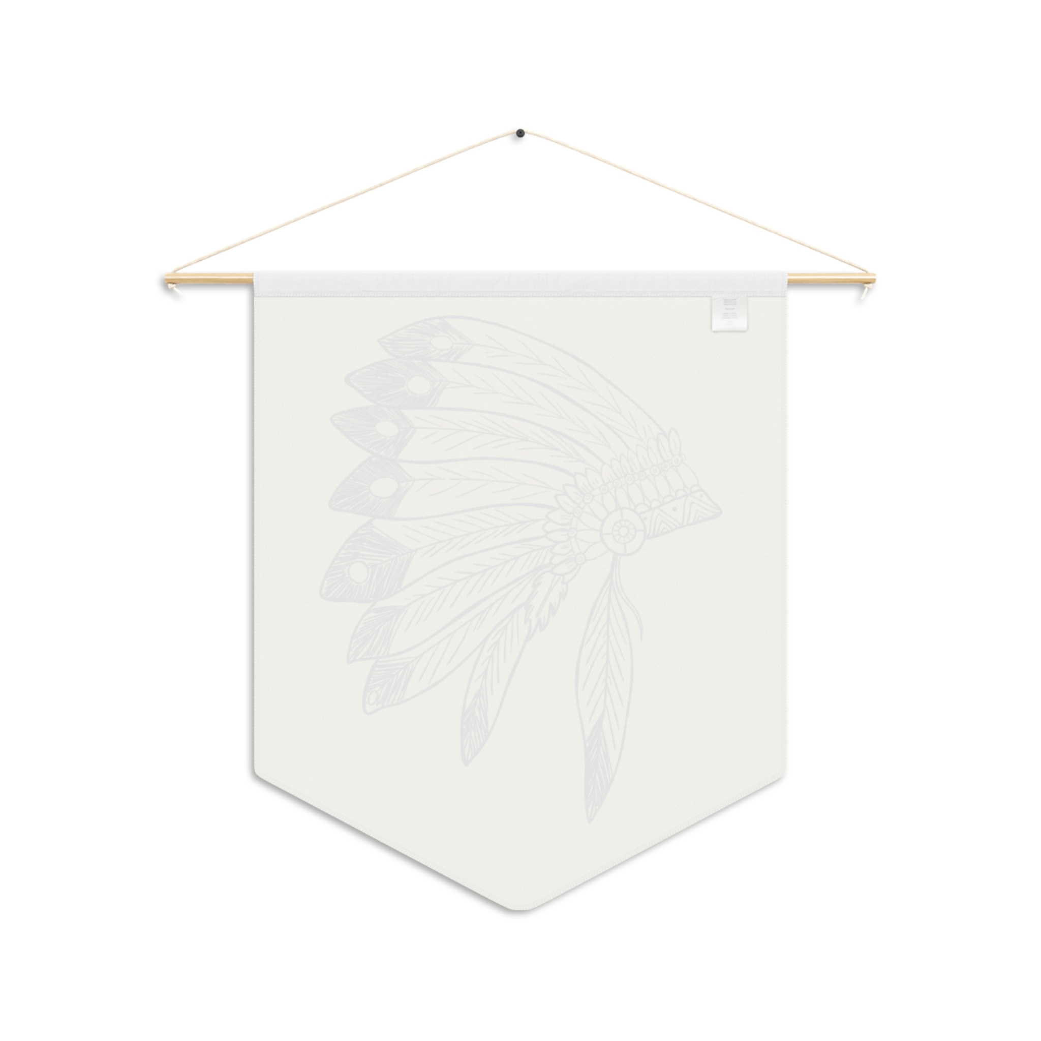 Boho Feather Headdress Pennant Wall Banner — Neutral Tribal Nursery Decor - Image 3
