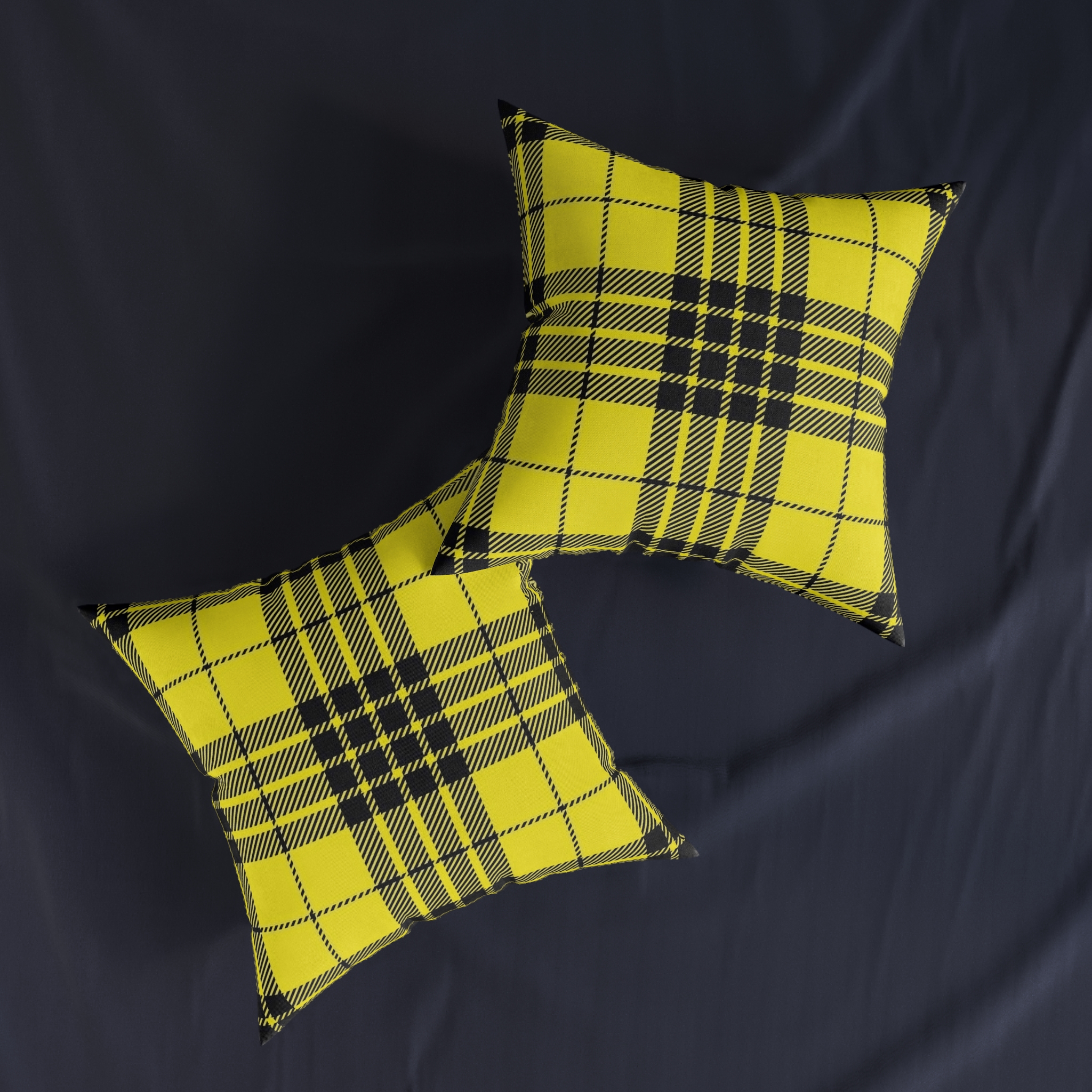 Yellow Black Plaid Square Pillow - Image 11