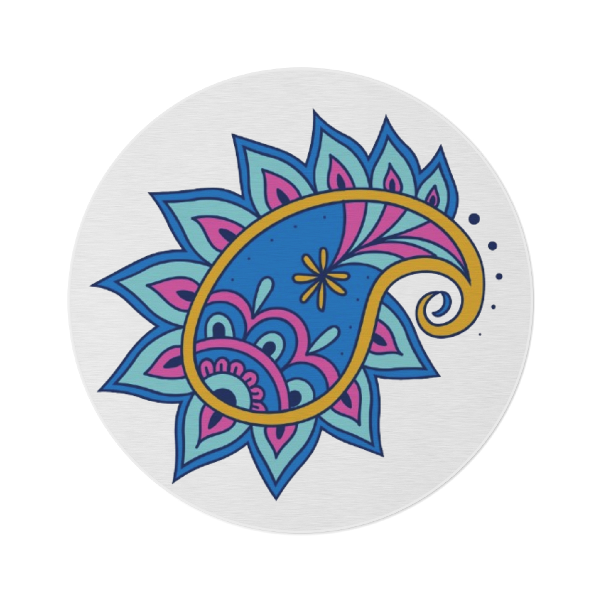Boho Paisley Round Rug — Colorful Floral Accent Mat for Living Room, Bedroom & Yoga - Image 2