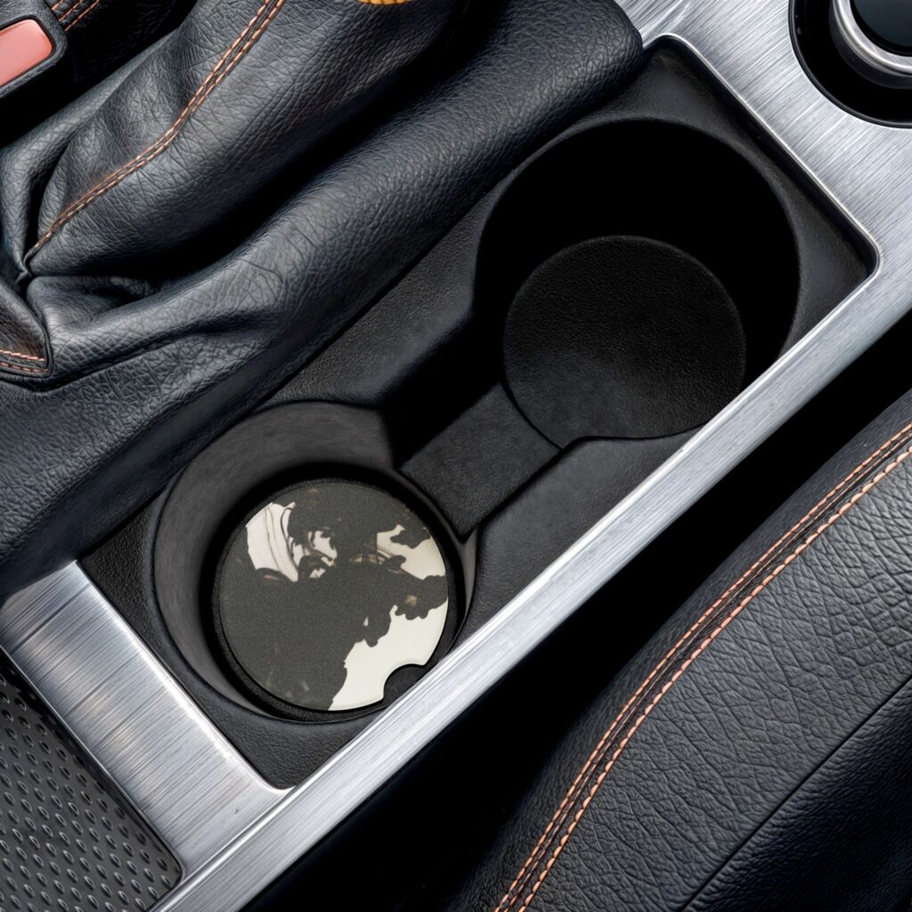 Soapstone Car Coaster with Vintage Black-and-White Portrait Design