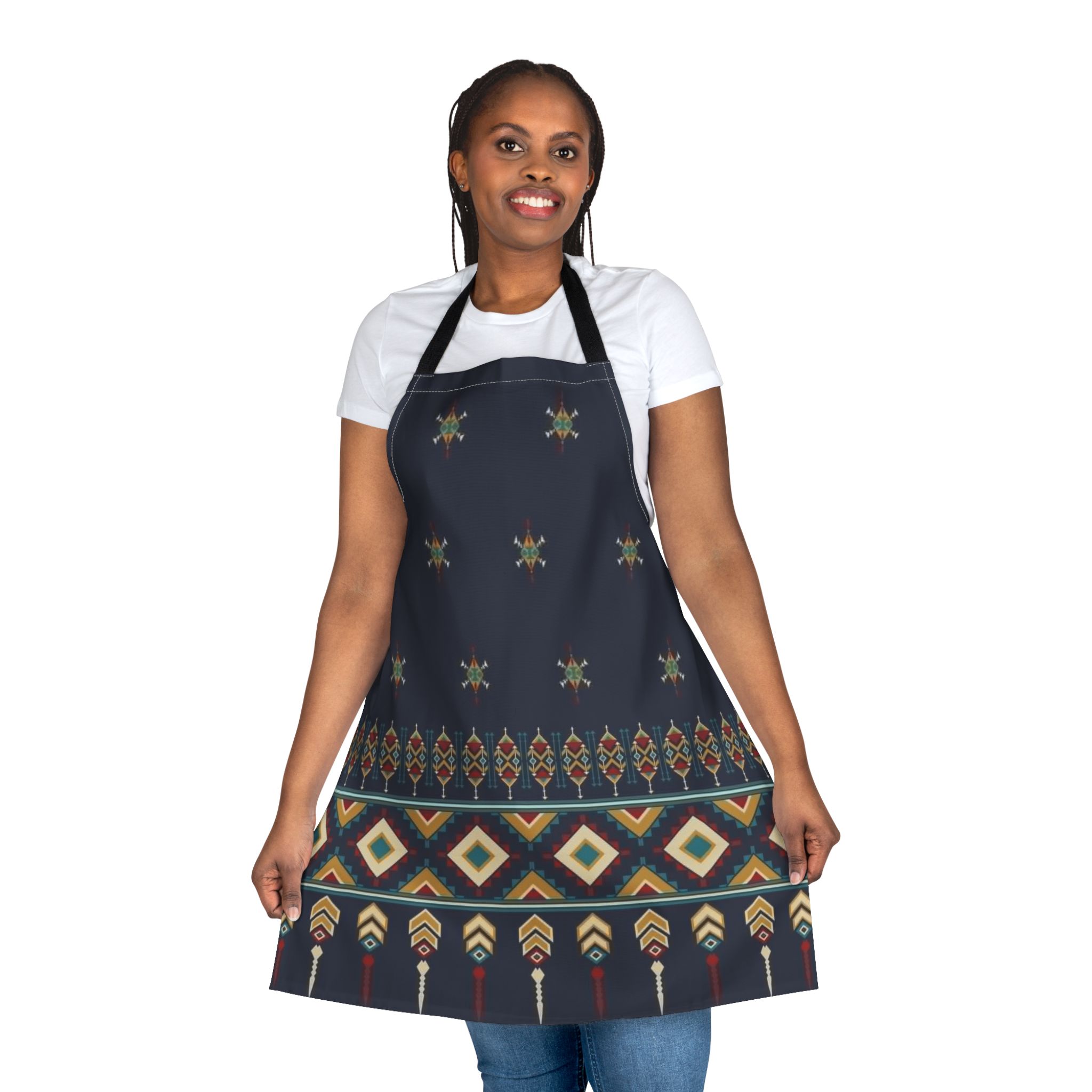 Tribal Pattern Cotton Apron – Boho Geometric Kitchen Apron - Image 16