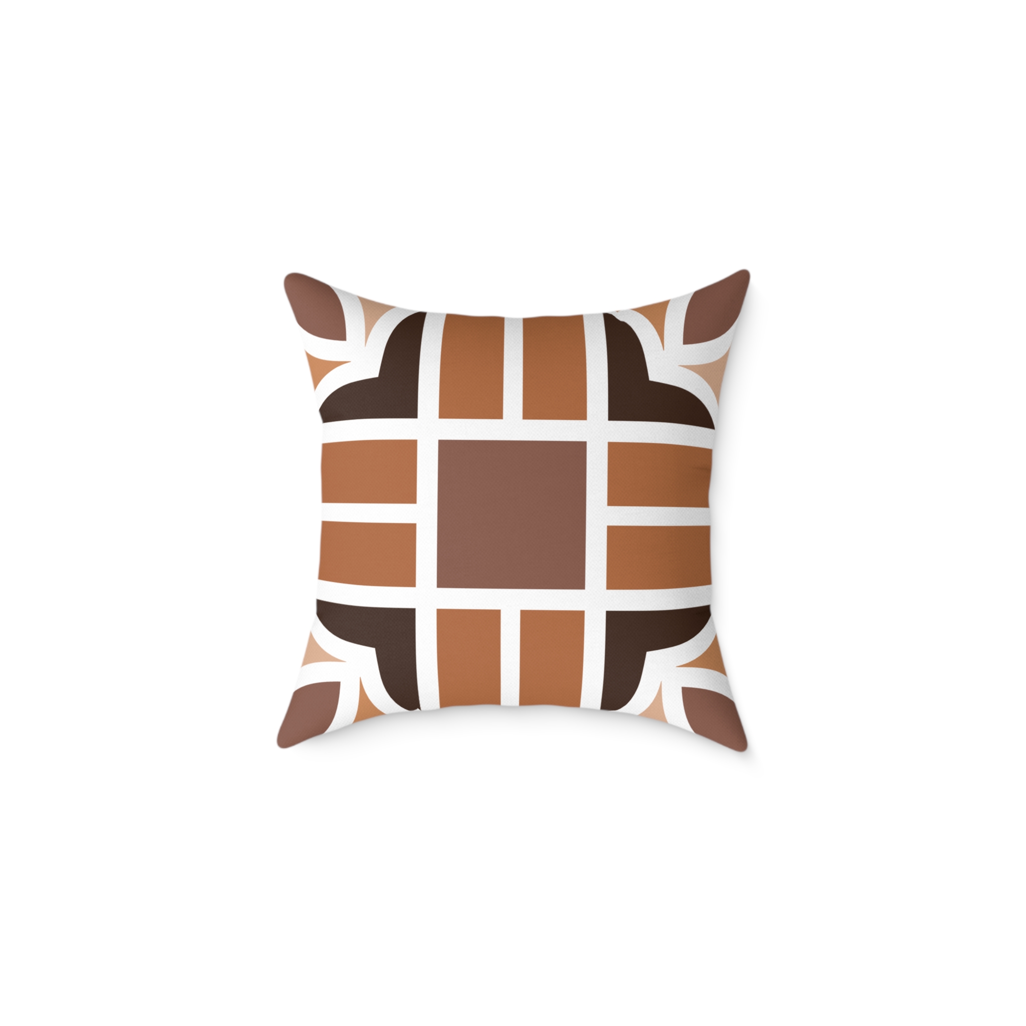Retro Brown Geometric Square Pillow - Image 10
