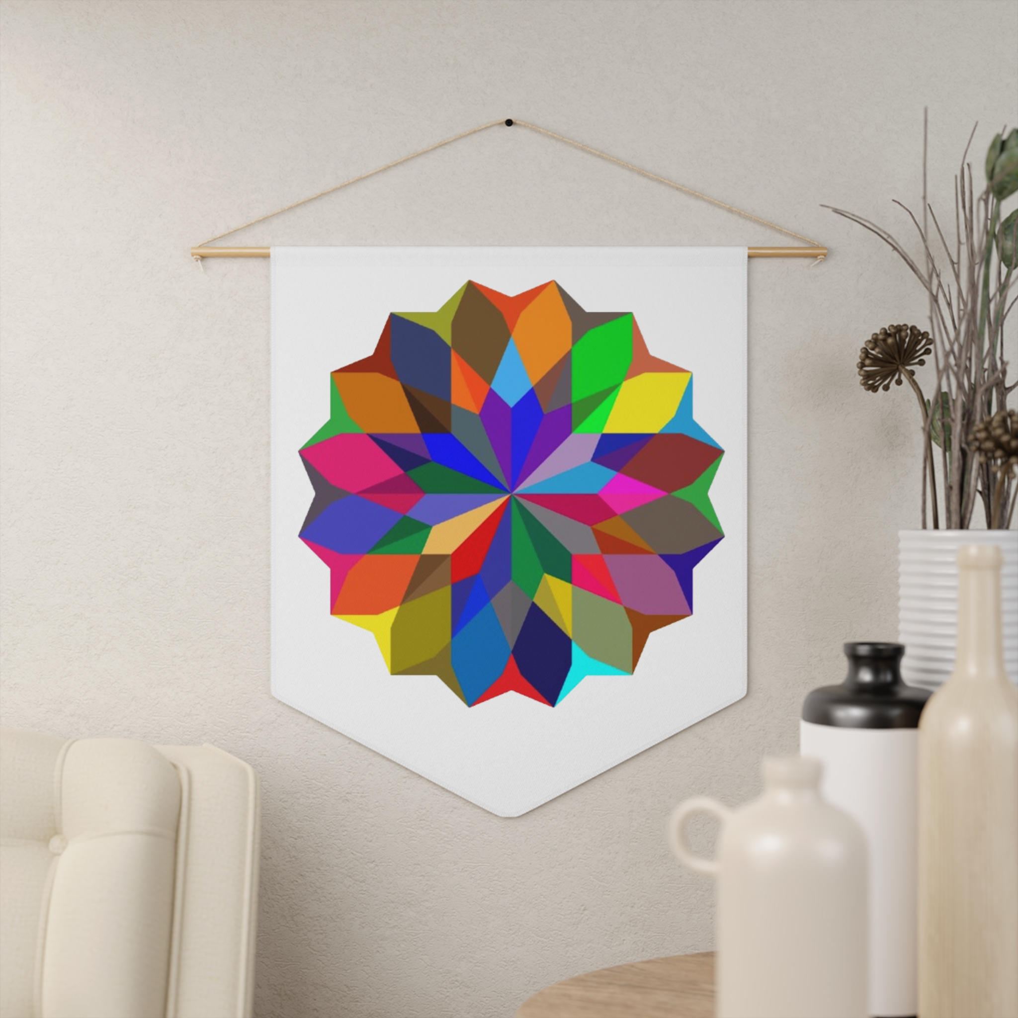 Colorful Geometric Mandala Pennant – Vibrant Wall Flag for Home & Office - Image 4
