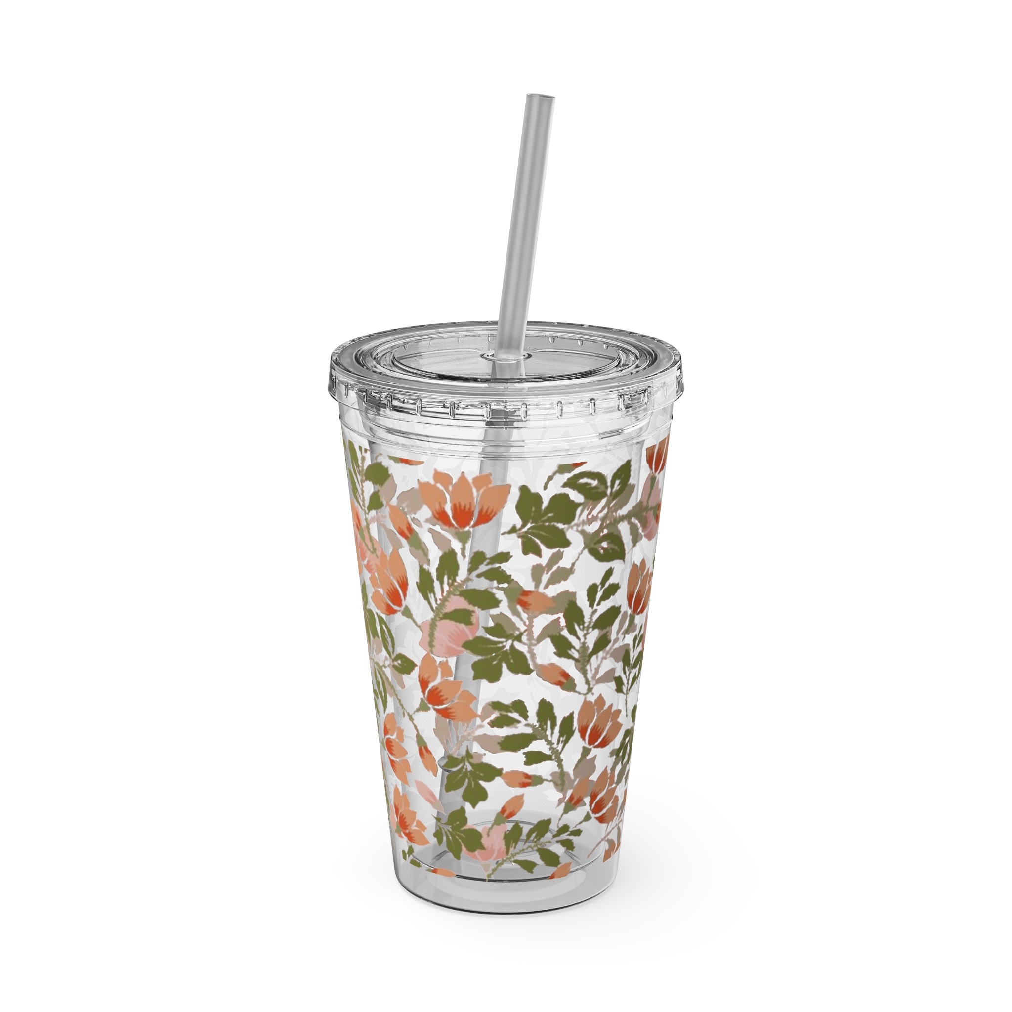 Floral Tumbler with Straw, 16oz - Image 4