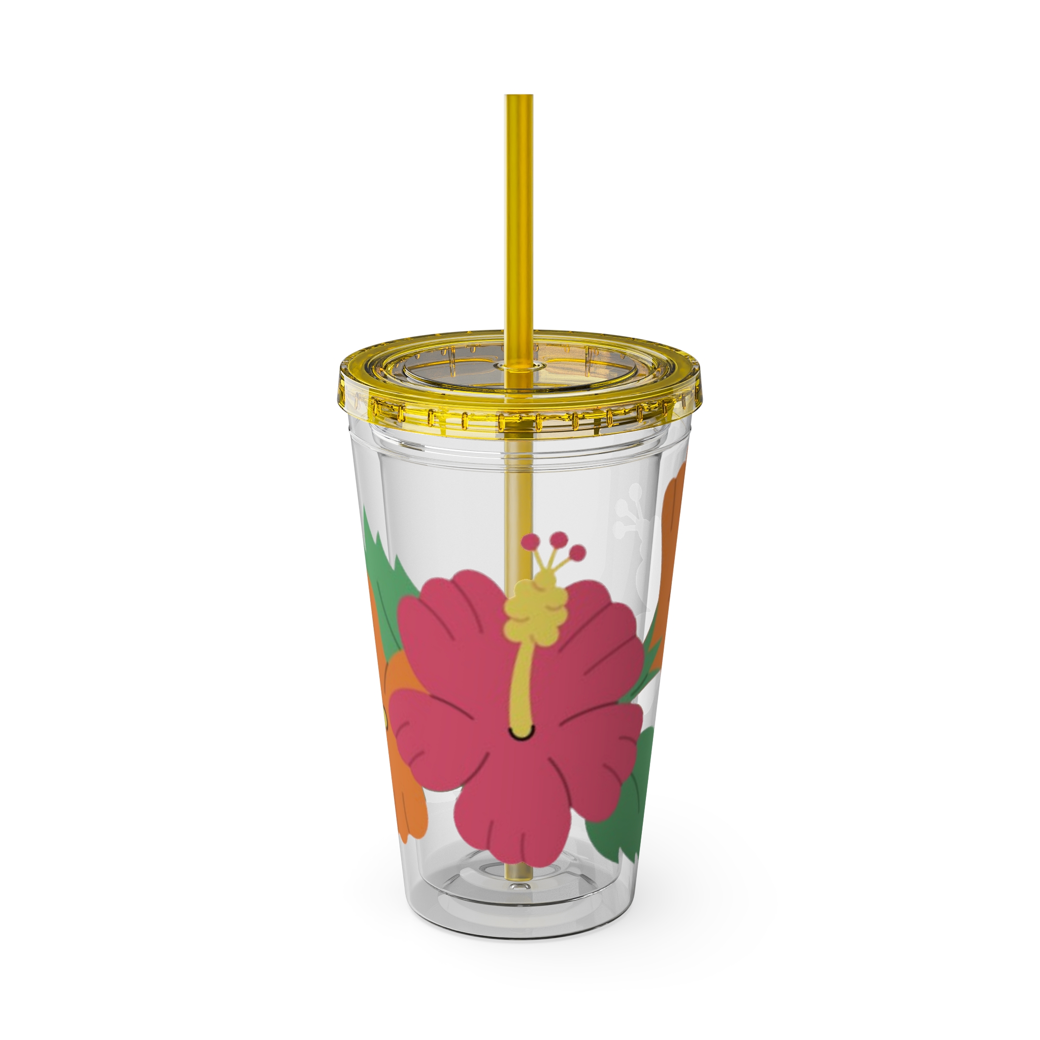 Tropical Hibiscus Sunsplash Tumbler with Straw | 16oz - Image 13