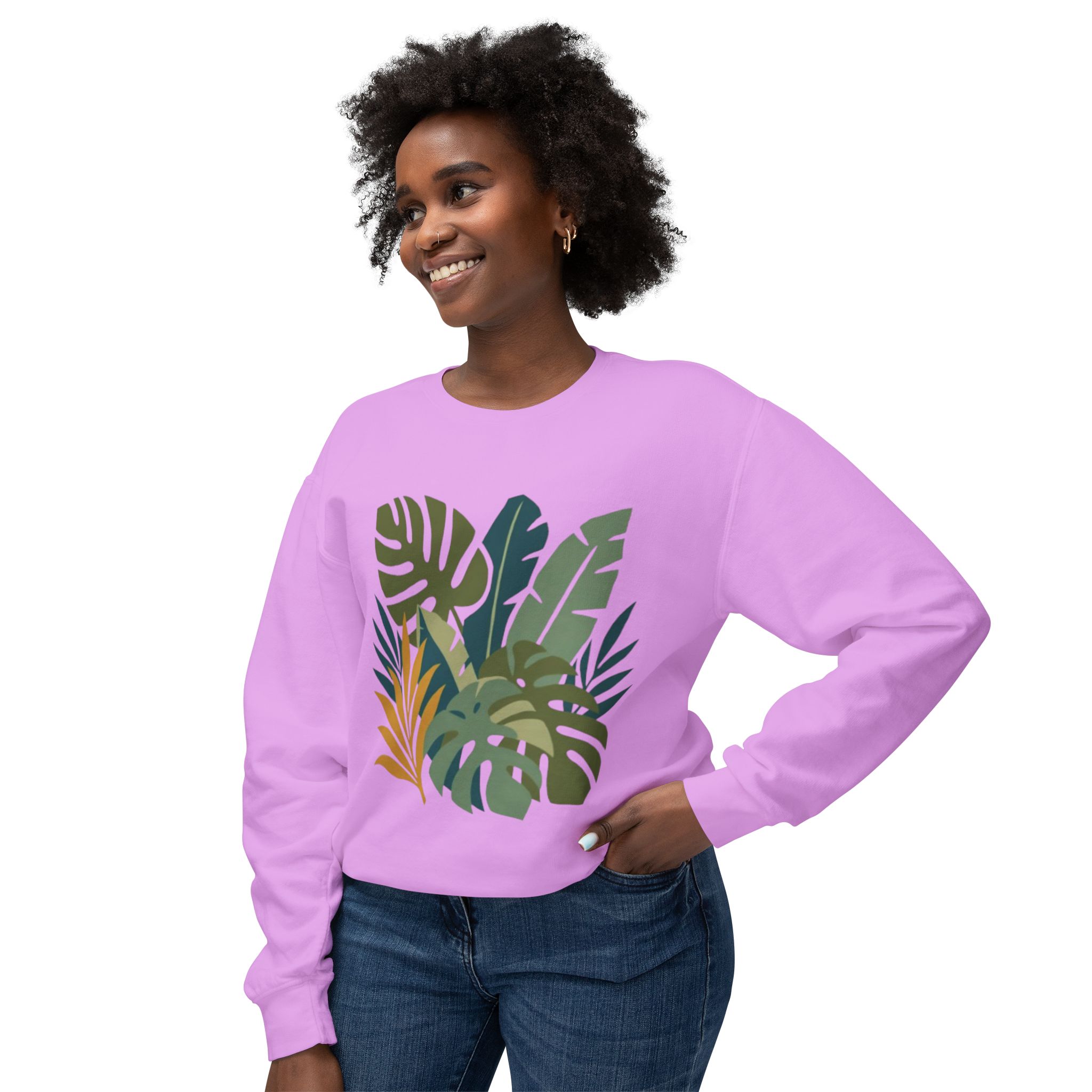 Tropical Leaf Botanical Print Sweatshirt - Image 51