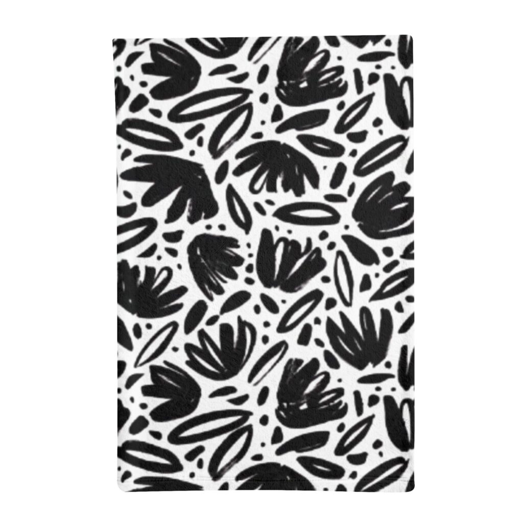 Black and White Botanical Minky Sleeping Bag