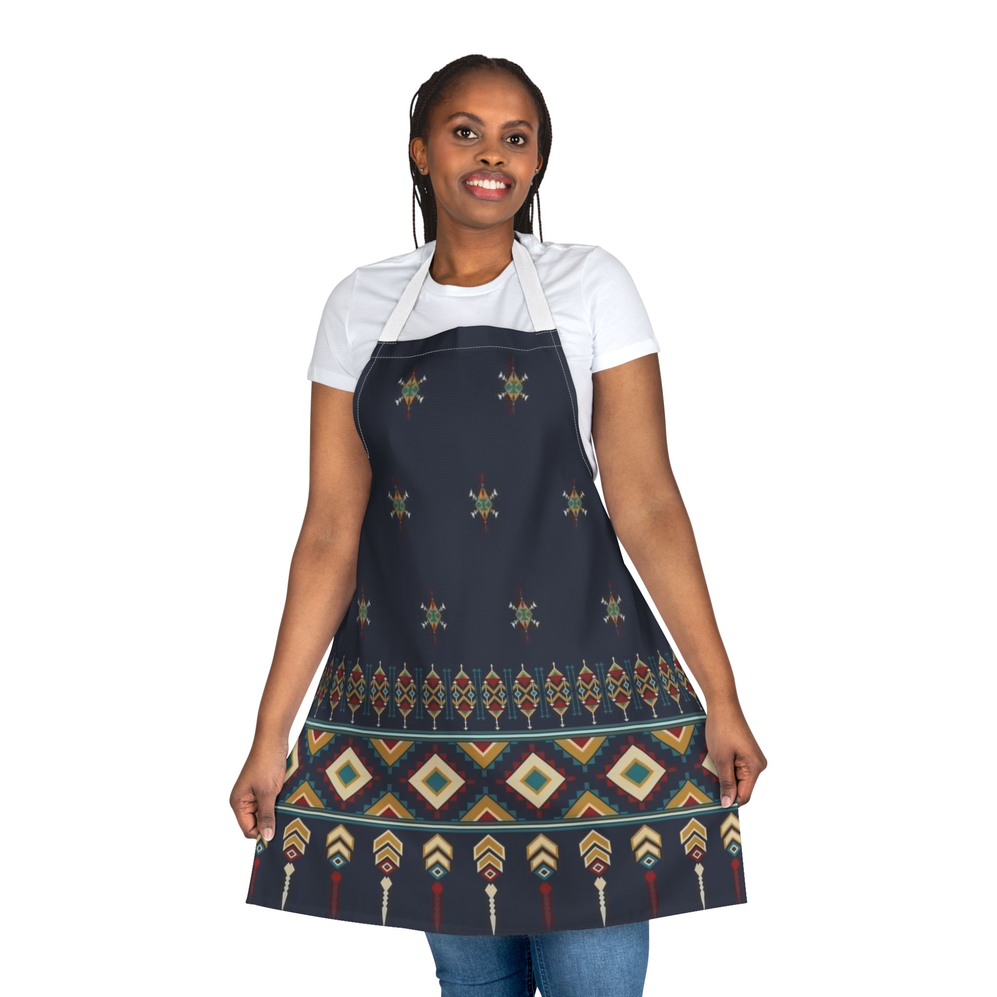 Tribal Pattern Cotton Apron – Boho Geometric Kitchen Apron