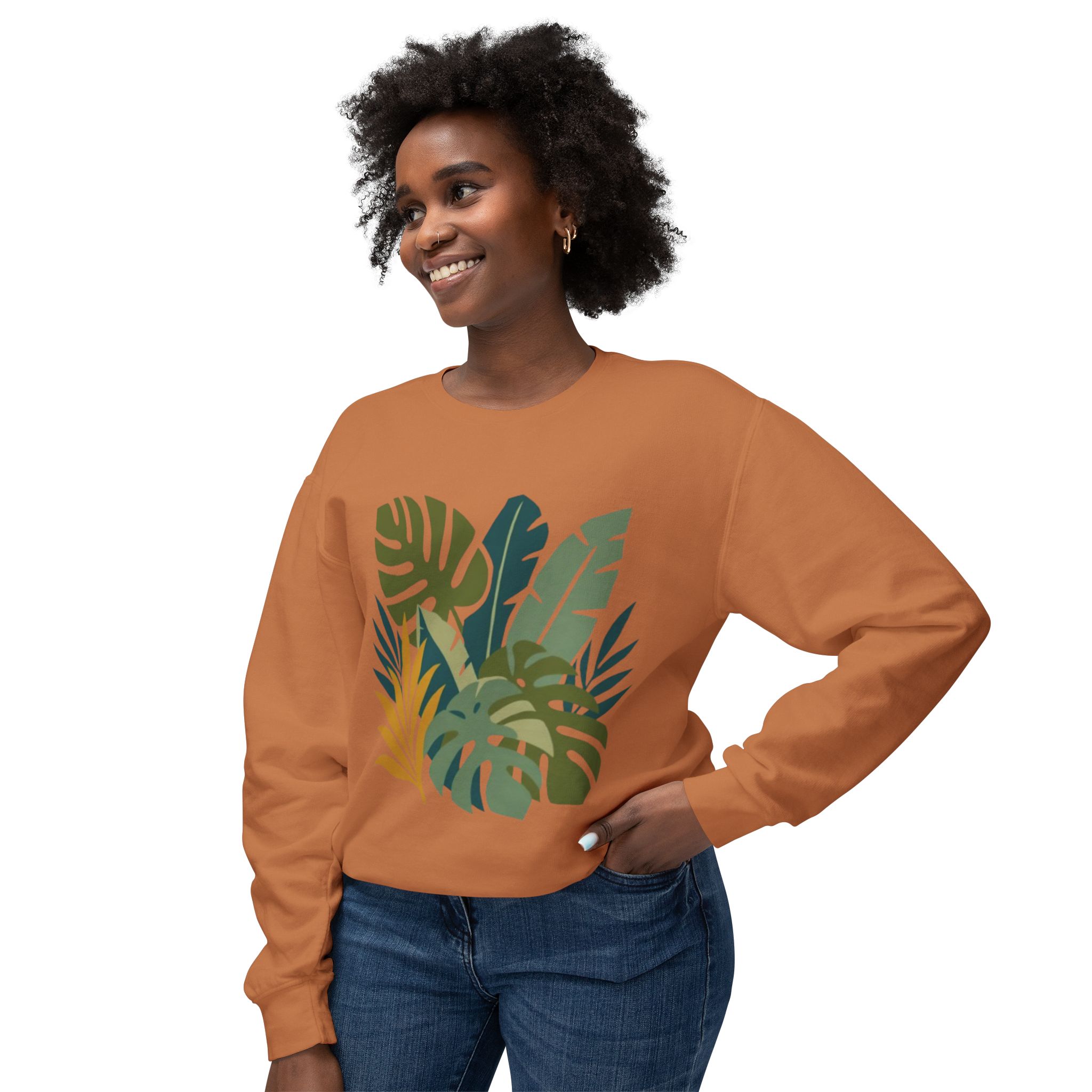 Tropical Leaf Botanical Print Sweatshirt - Image 4