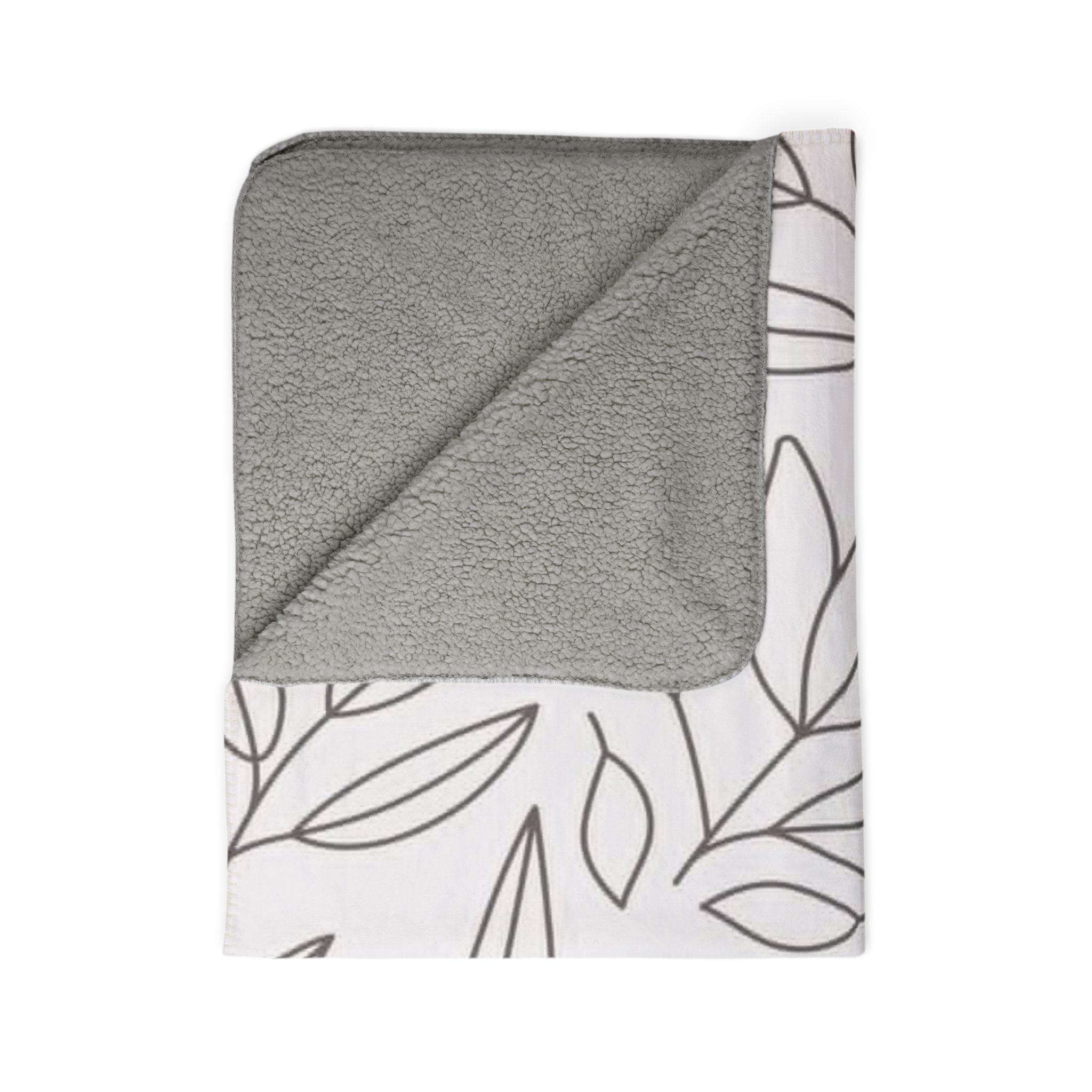 Leaf Outline Fleece Sherpa Blanket – Minimal Botanical Throw - Image 9