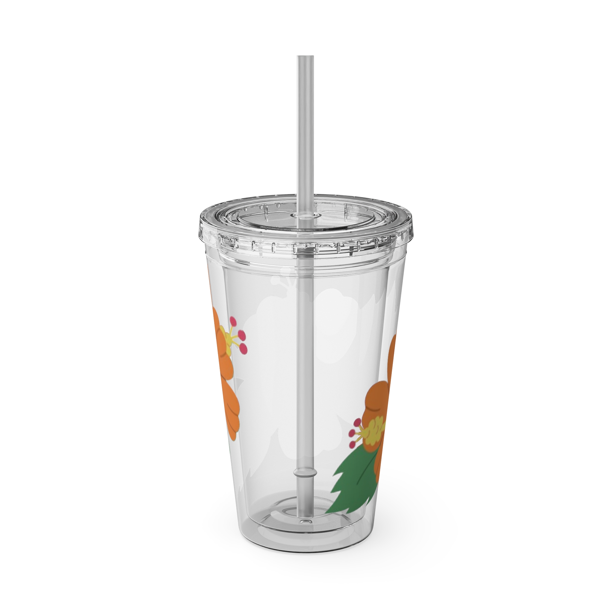 Tropical Hibiscus Sunsplash Tumbler with Straw | 16oz - Image 3