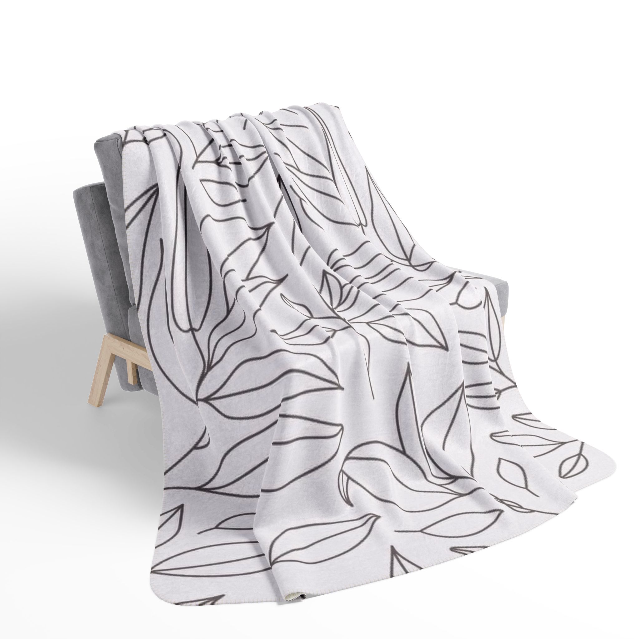 Leaf Outline Fleece Sherpa Blanket – Minimal Botanical Throw - Image 20