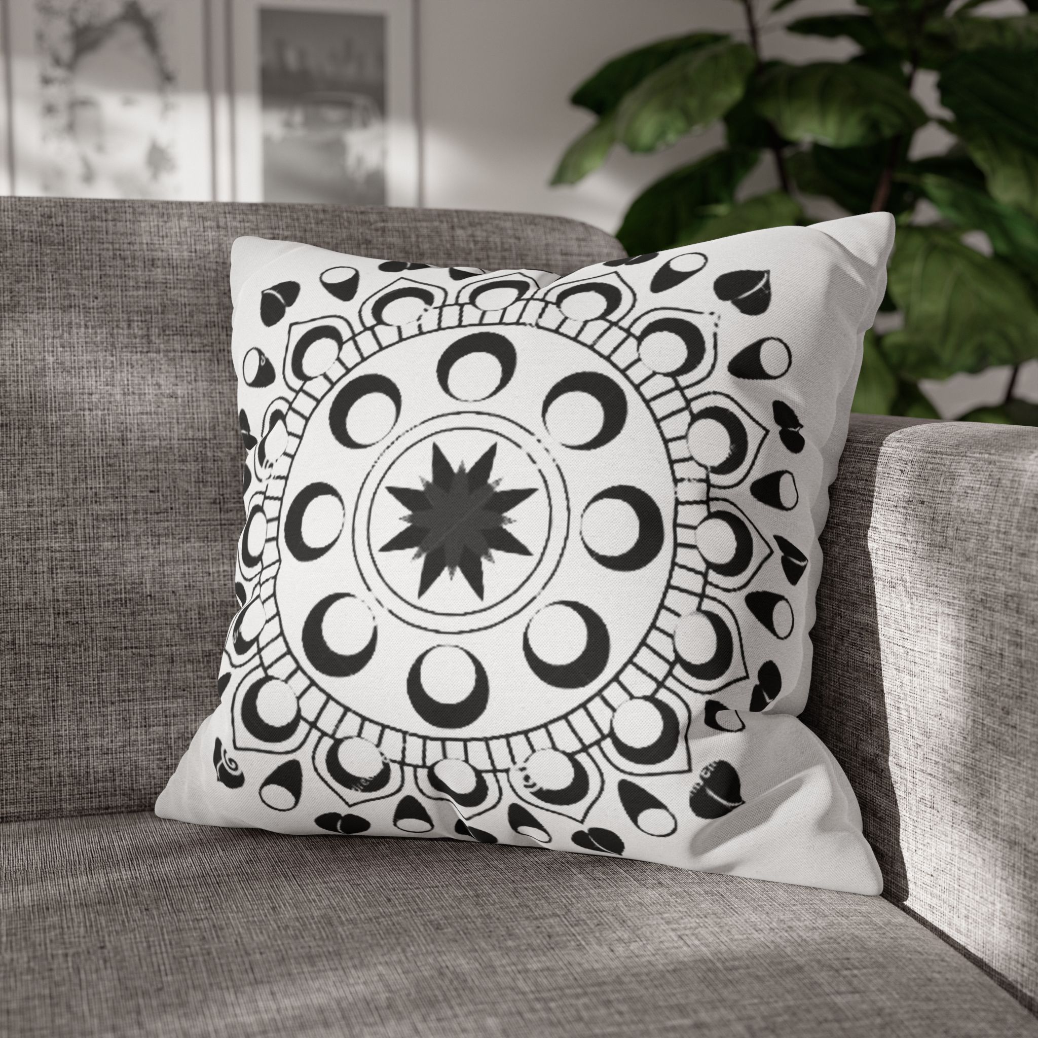 Celestial Moon Phases Mandala Square Pillowcase - Image 35