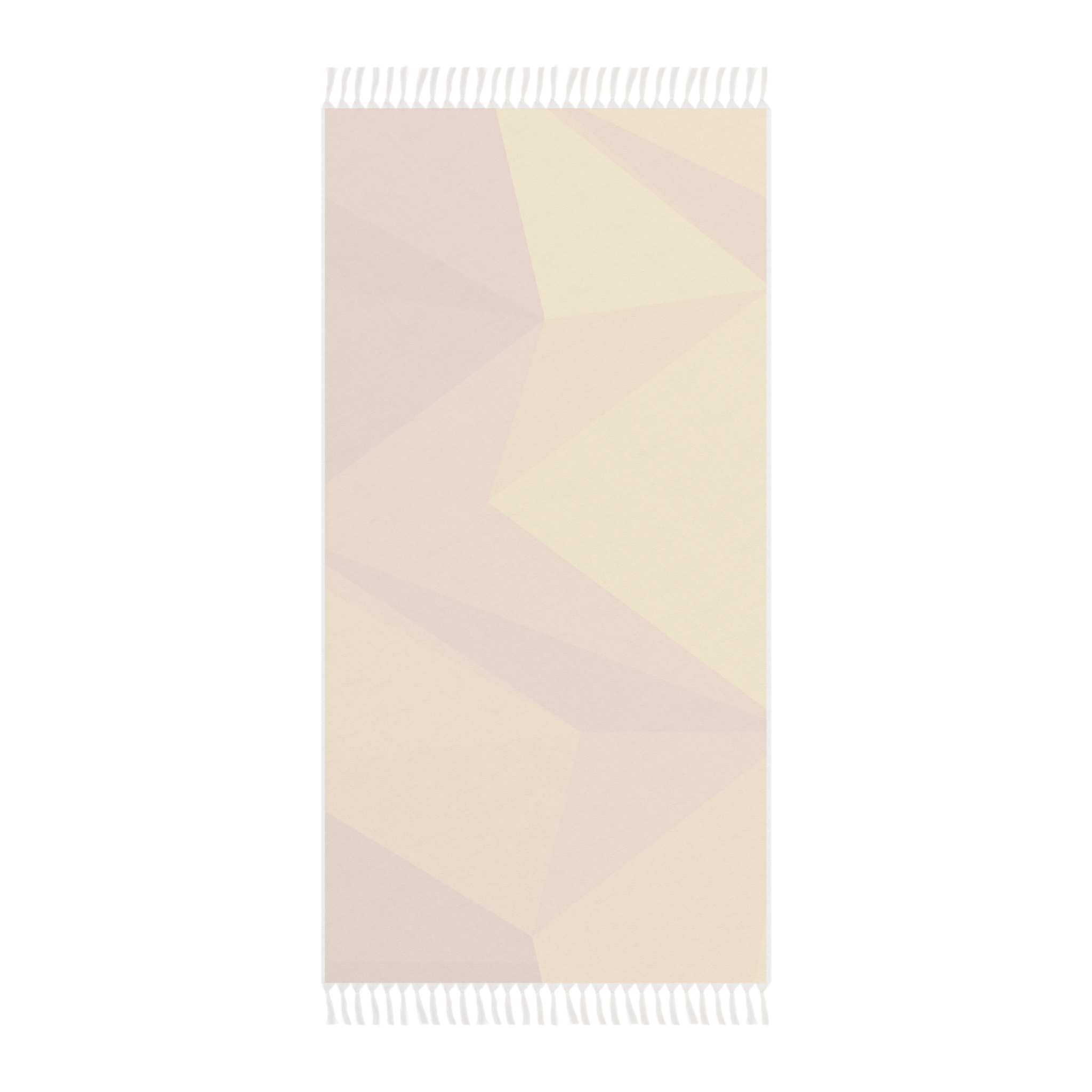 Boho Geometric Beach Towel — Yellow Faceted Pattern Turkish Fringe Towel - Image 3