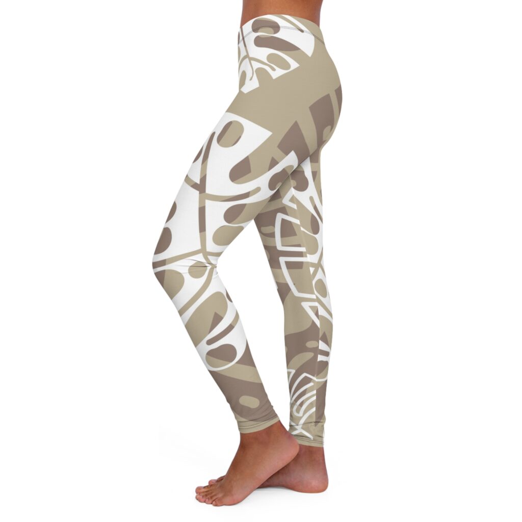 Neutral Monstera Leaf Print Leggings