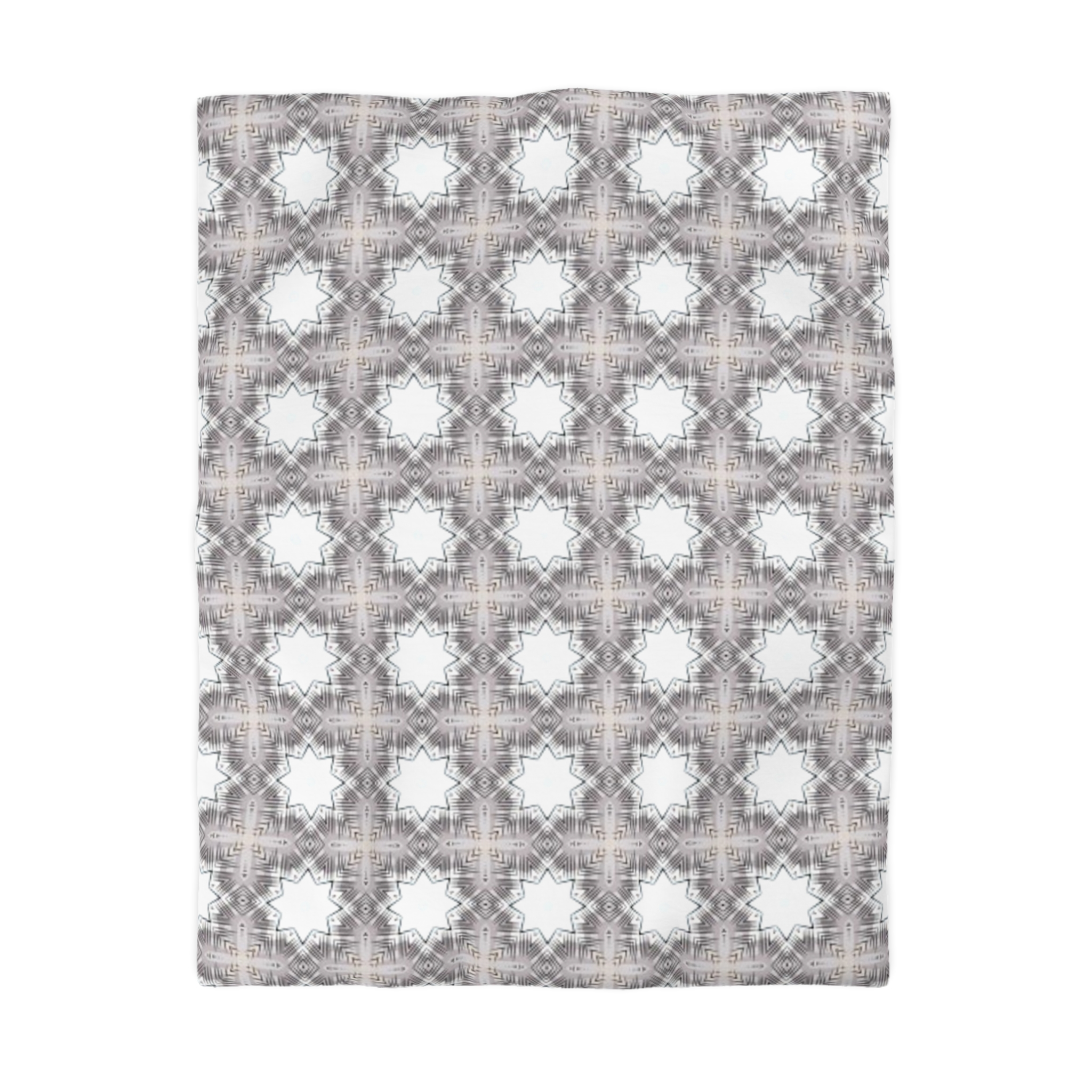 Gray Geometric Moroccan Star Microfiber Duvet Cover - Image 2