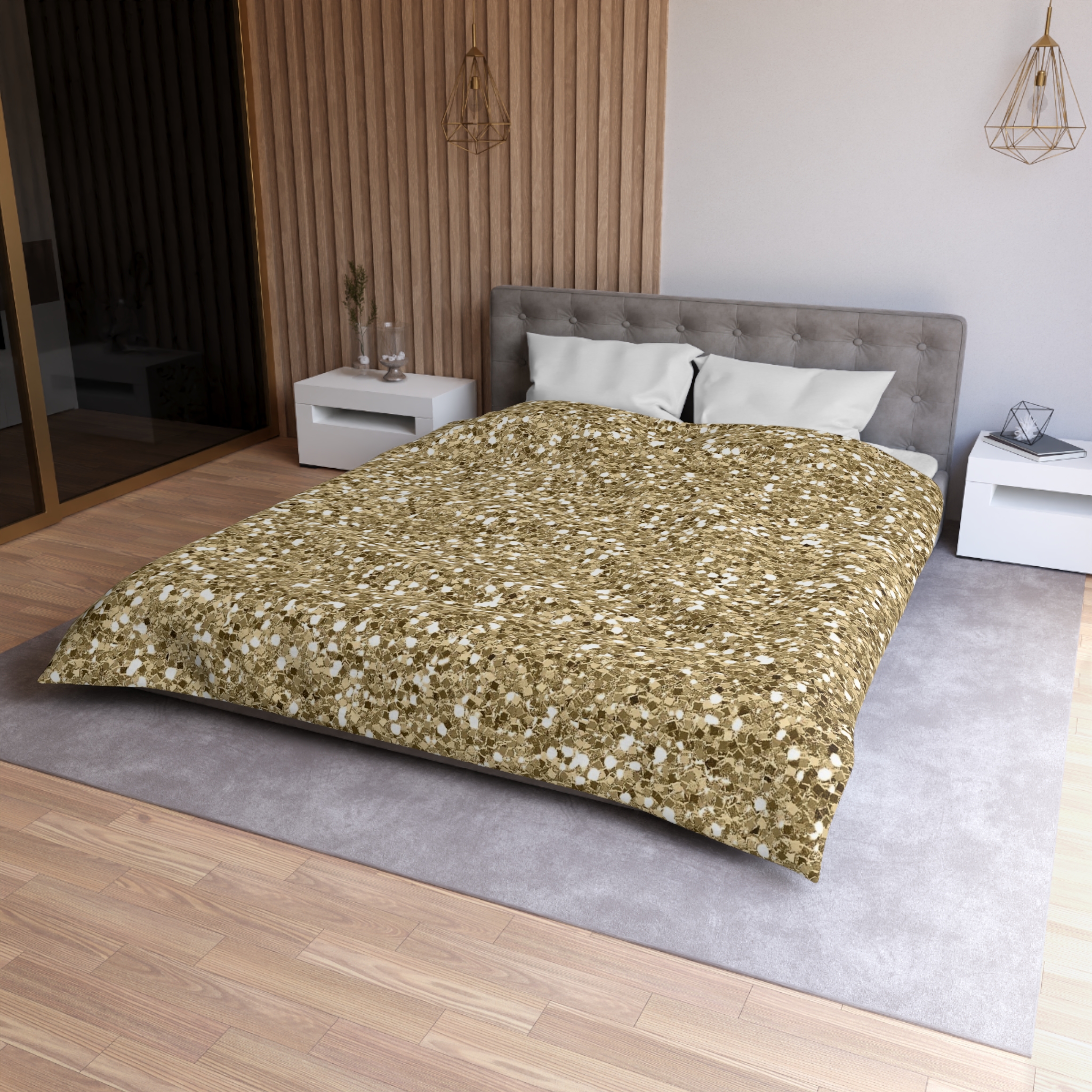 Gold Glitter Microfiber Duvet Cover — Sparkling Metallic Bedding - Image 12