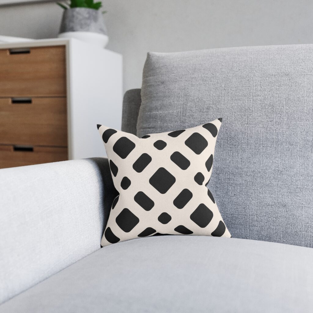 Modern Black & White Geometric Square Pillow
