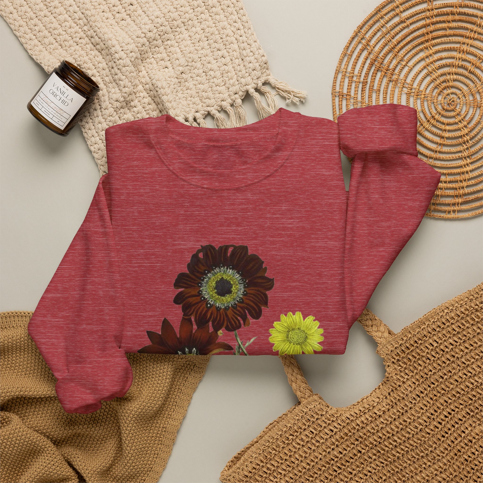 Watercolor Poppy Flowers Crewneck Sweatshirt | Floral Minimalist Art - Image 54
