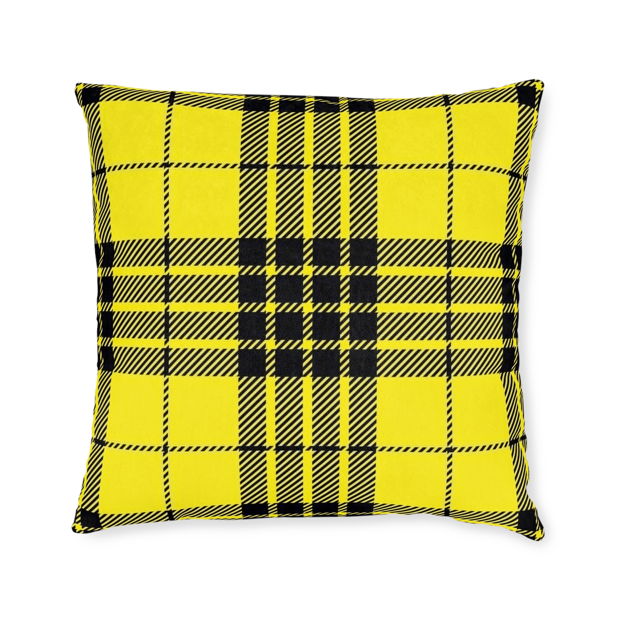 Yellow Black Plaid Square Pillow - Image 10