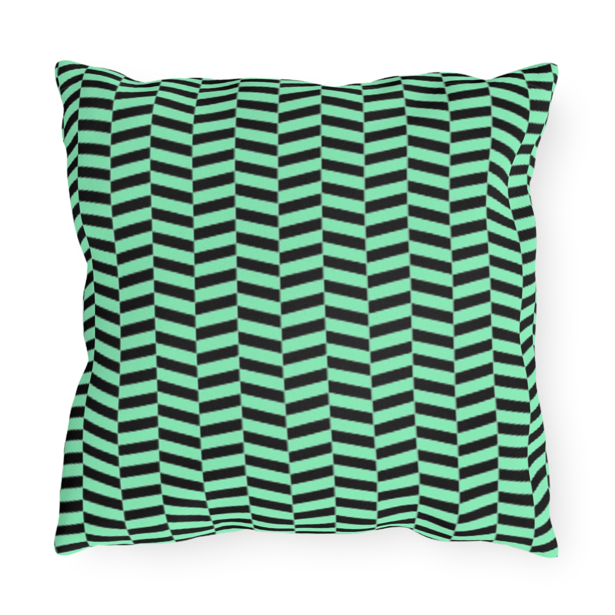Outdoor Pillow – Mint Green and Black Geometric Wave Pattern - Image 2